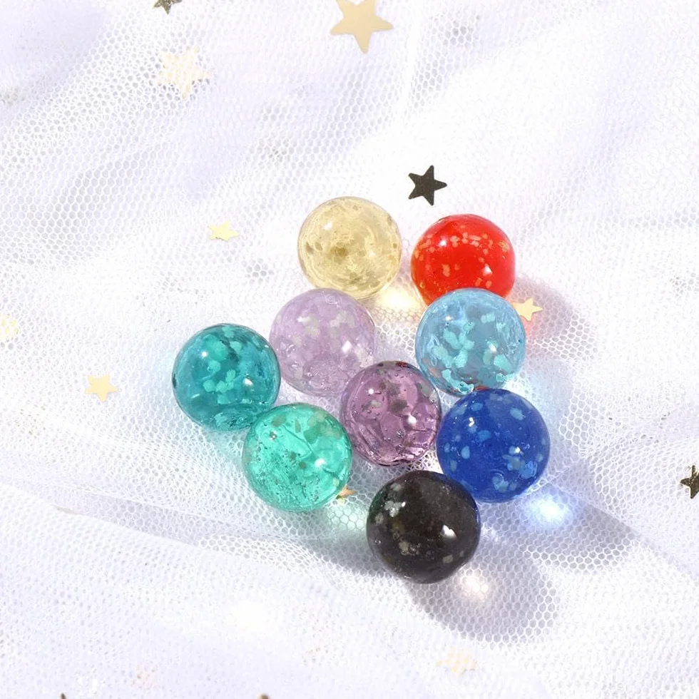 10 bolas de cristal luminosas, máquina de pinball de 12 mm, canicas pequeñas de ganado, canicas de vidrio, bola que rebota, decoración de peceras (dorado)