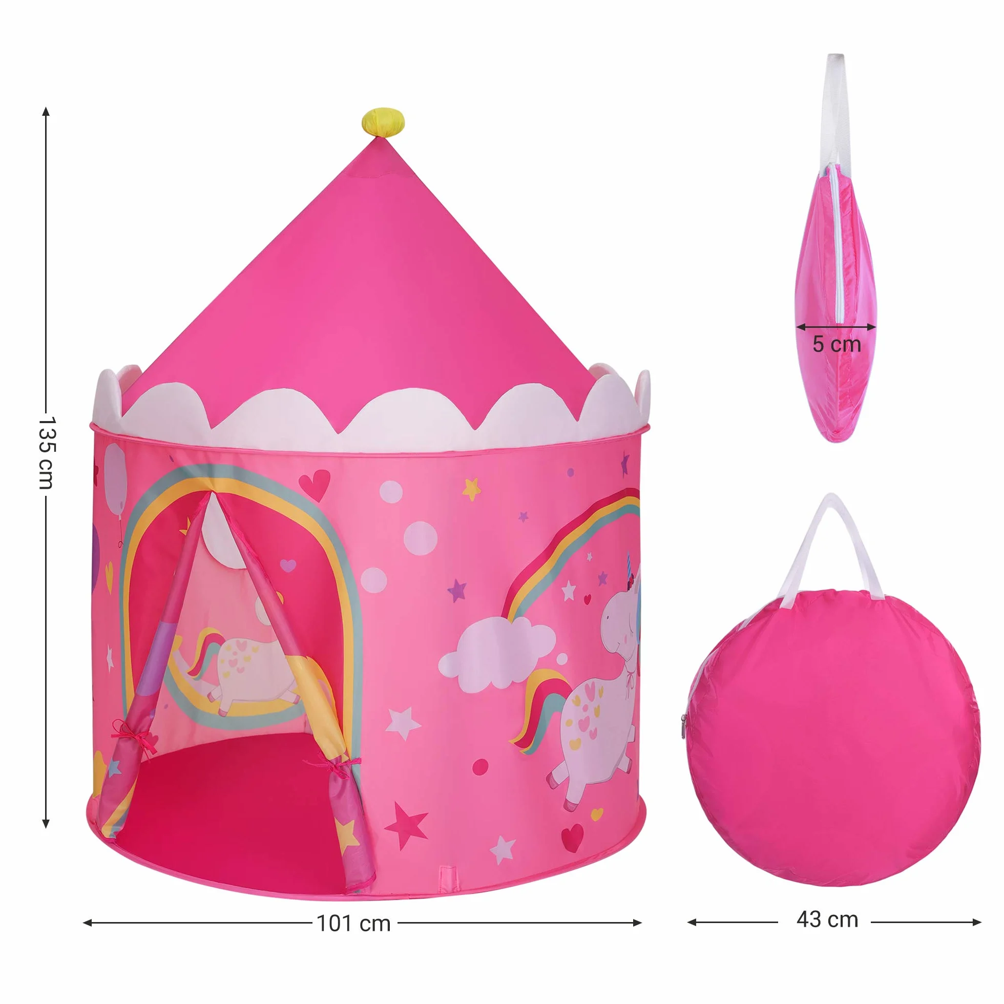 SONGMICS Tienda para Niños, Carpa Infantil, Castillo de la Princesa, Pop Up, Regalo para Niños, para Interior y Exterior, Bolsa de Transporte, Rosa y Amarillo LPT04PY