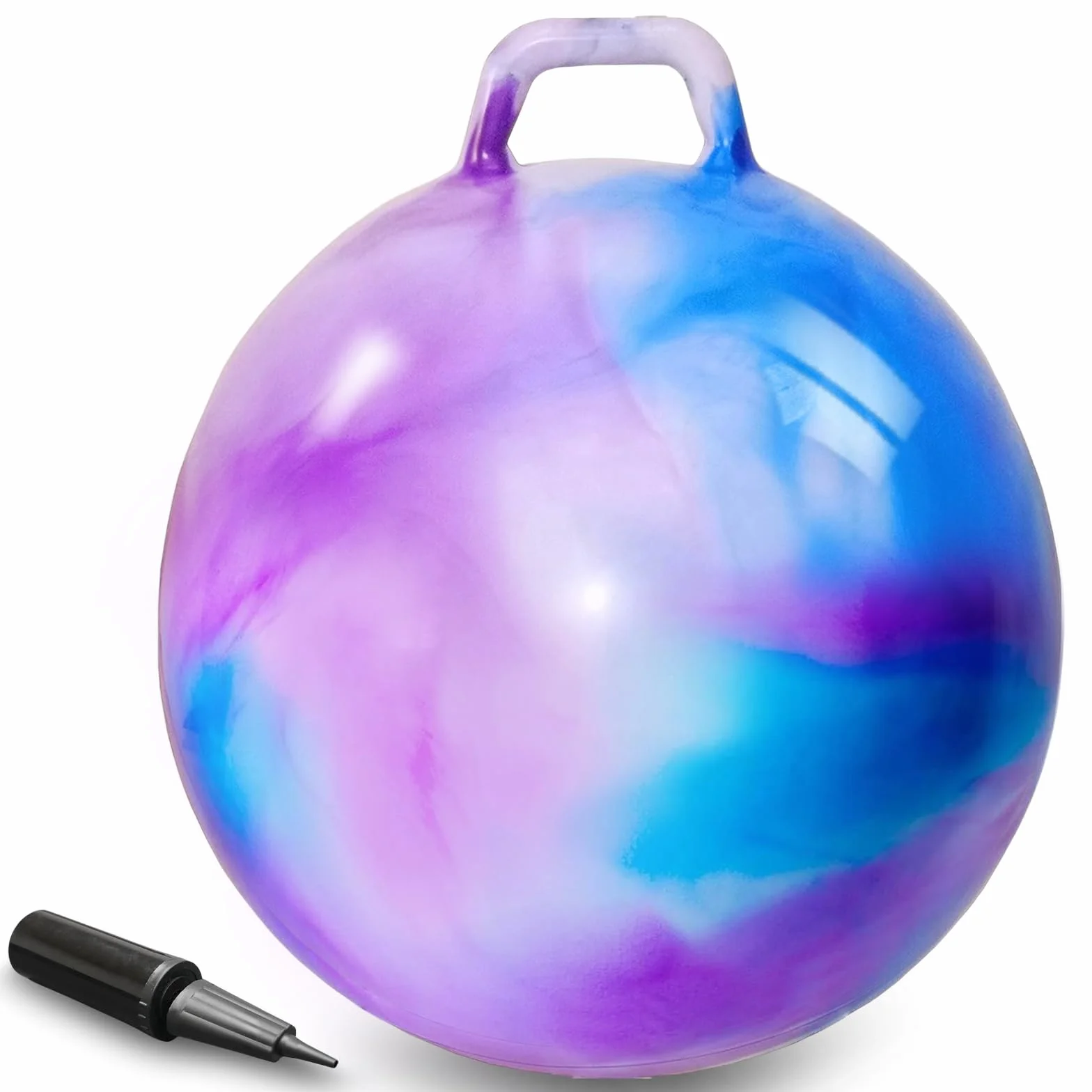 45 cm Pelota de Salto, Pelotas de Tolva de Rebote con Asa, Pelota saltarina Hinchable, para Niños 3 a 12 años Saltar Jardín Actividades Exterior Juego Ejercicio (Azul-Morado)