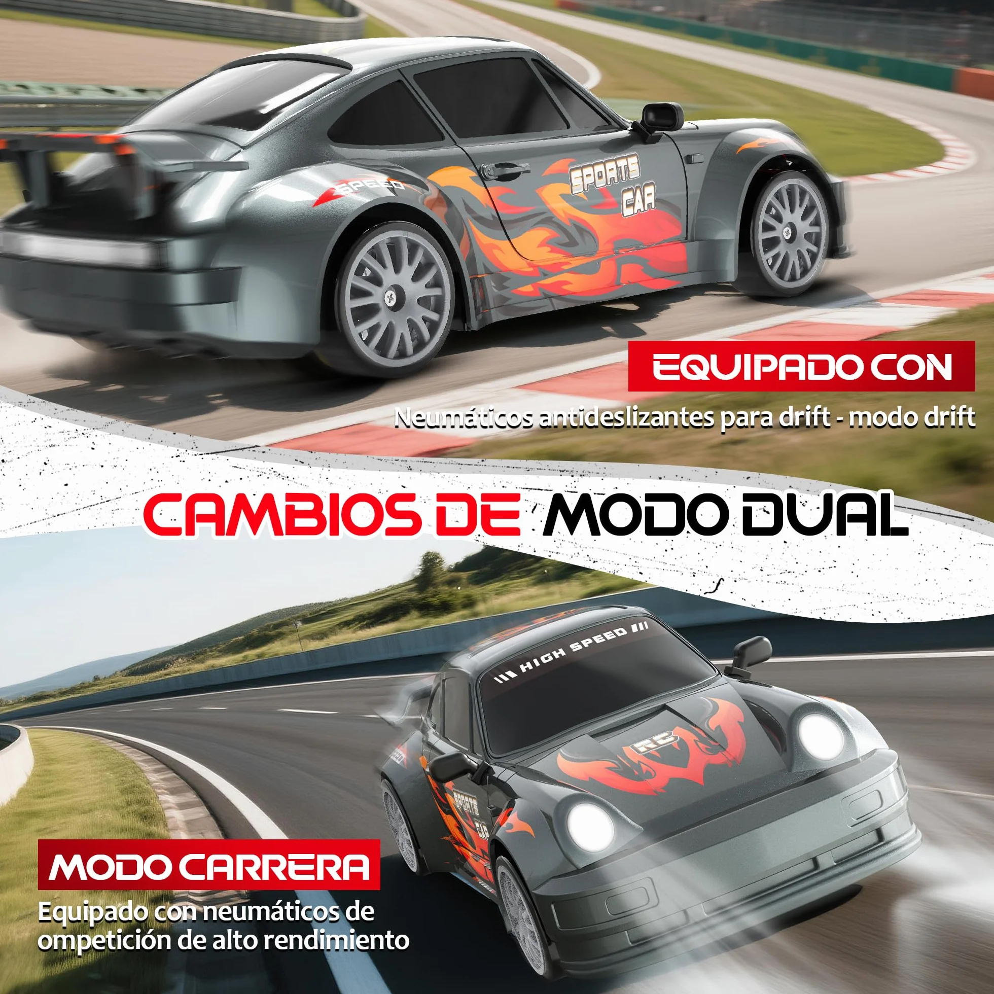 Coche RC Drift Car 4WD 1:24 2.4 GHz con Luces LED 10-15KM/H
