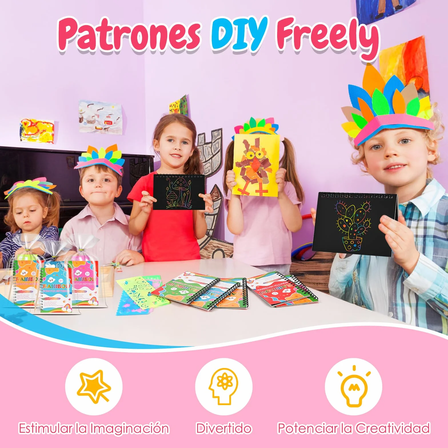 GOLDGE 20 Libros Scratch Art, Kit Manualidades Niños para Detalles Cumpleaños Niños|Juguetes Niña y Niño, Regalos Cumpleaños Niños Colegio Invitados con Bolsas|Regalo Niña y Niño 2 3 4 5 6 7 8 9 Años