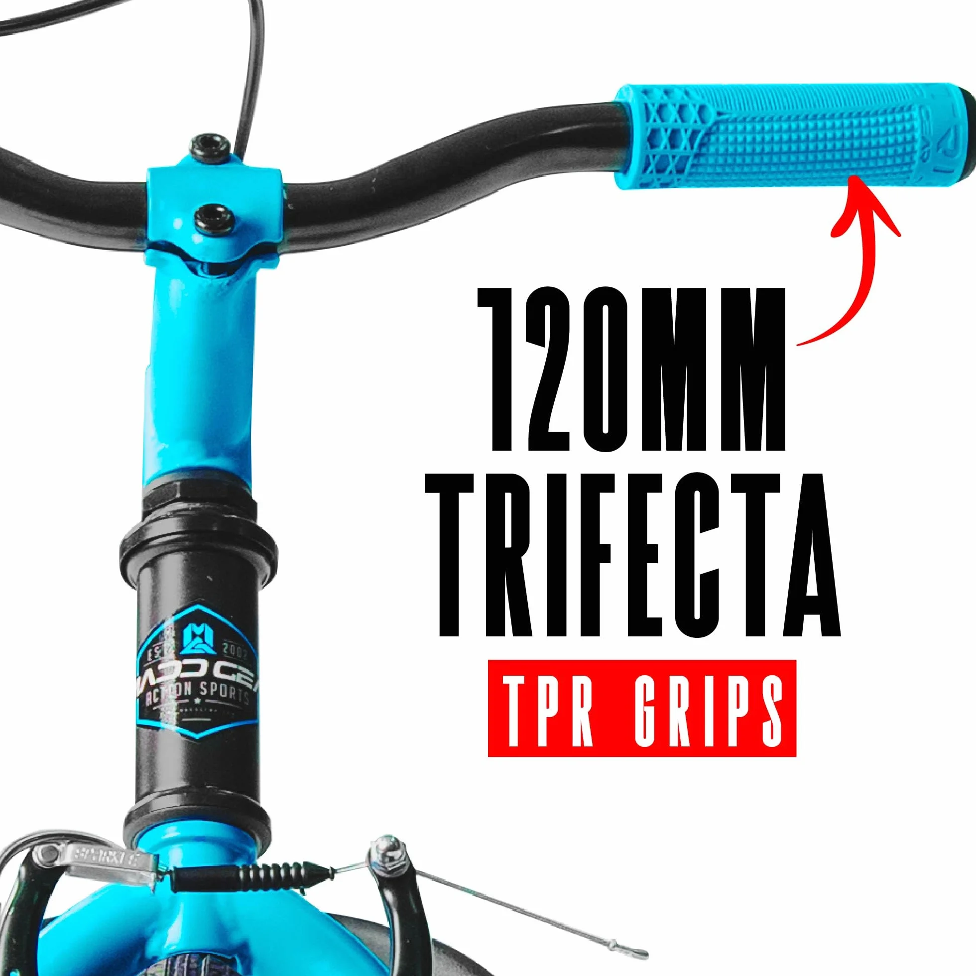 Drift Trike para niños a partir de 5 a 16 pulgadas con rueda grande con asiento ajustable, marco de acero, ruedas traseras y bandera de seguridad, Madd Gear (negro azul)