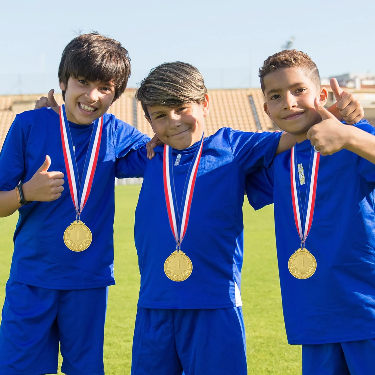 Donrime Medallas de Metal Dorado con Cintas, 12 Piezas, Premios Deportivos para Niños y Adultos