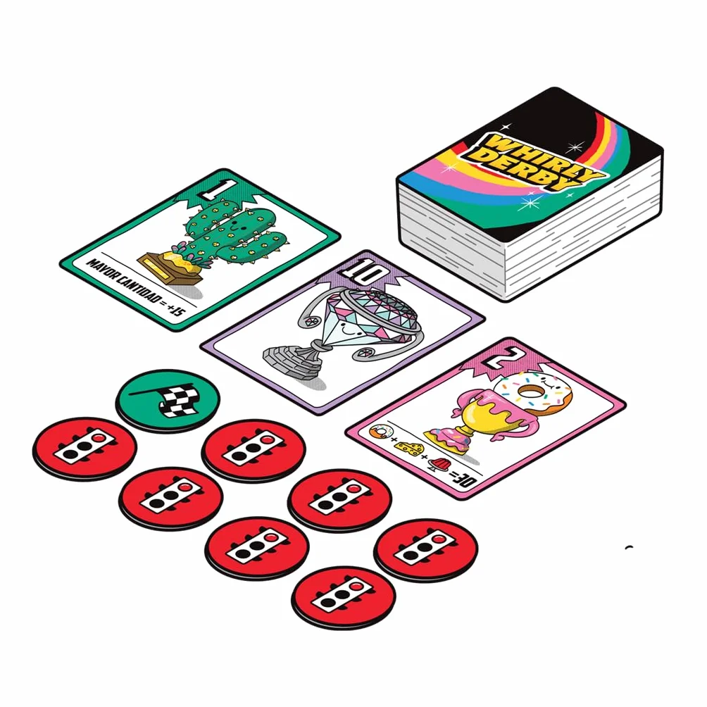 Big Potato Games Whirly Derby, ¡El Juego de Carreras de canicas más apasionante!, Juego de Mesa, A Partir de 8 Años, De 2 a 6 Jugadores, 30 Minutos por Partida, Español