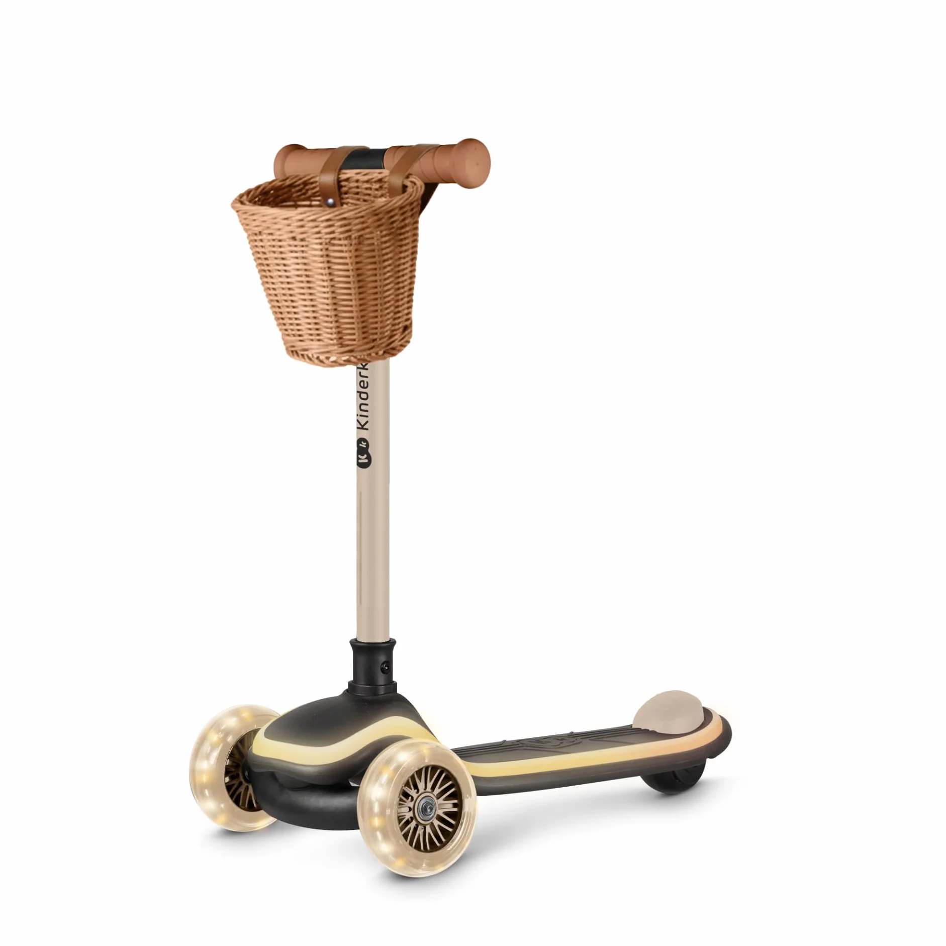 Kinderkraft RAKET - Patinete Infantil a Partir de 1 año hasta 50 kg, Scooter, Ruedas LED, Manillar Regulable en Altura, diseño Moderno, Color Beige