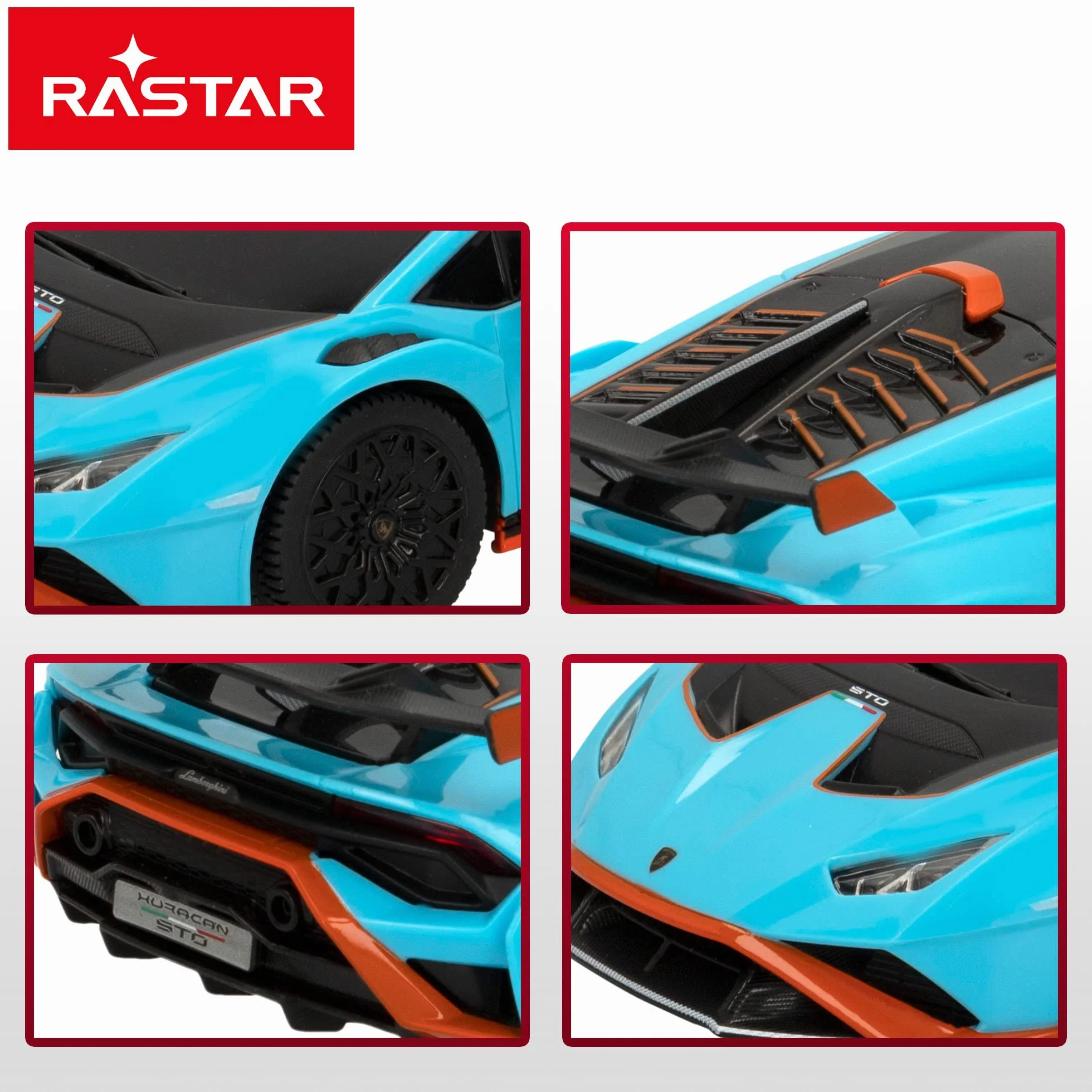 ColorBaby - Coche teledirigido Lamborghini Huracán STO, radiocontrol, Azul con Negro Escala 1:24, para niños y para Adultos, Juguetes para niños teledirigidos (46987)