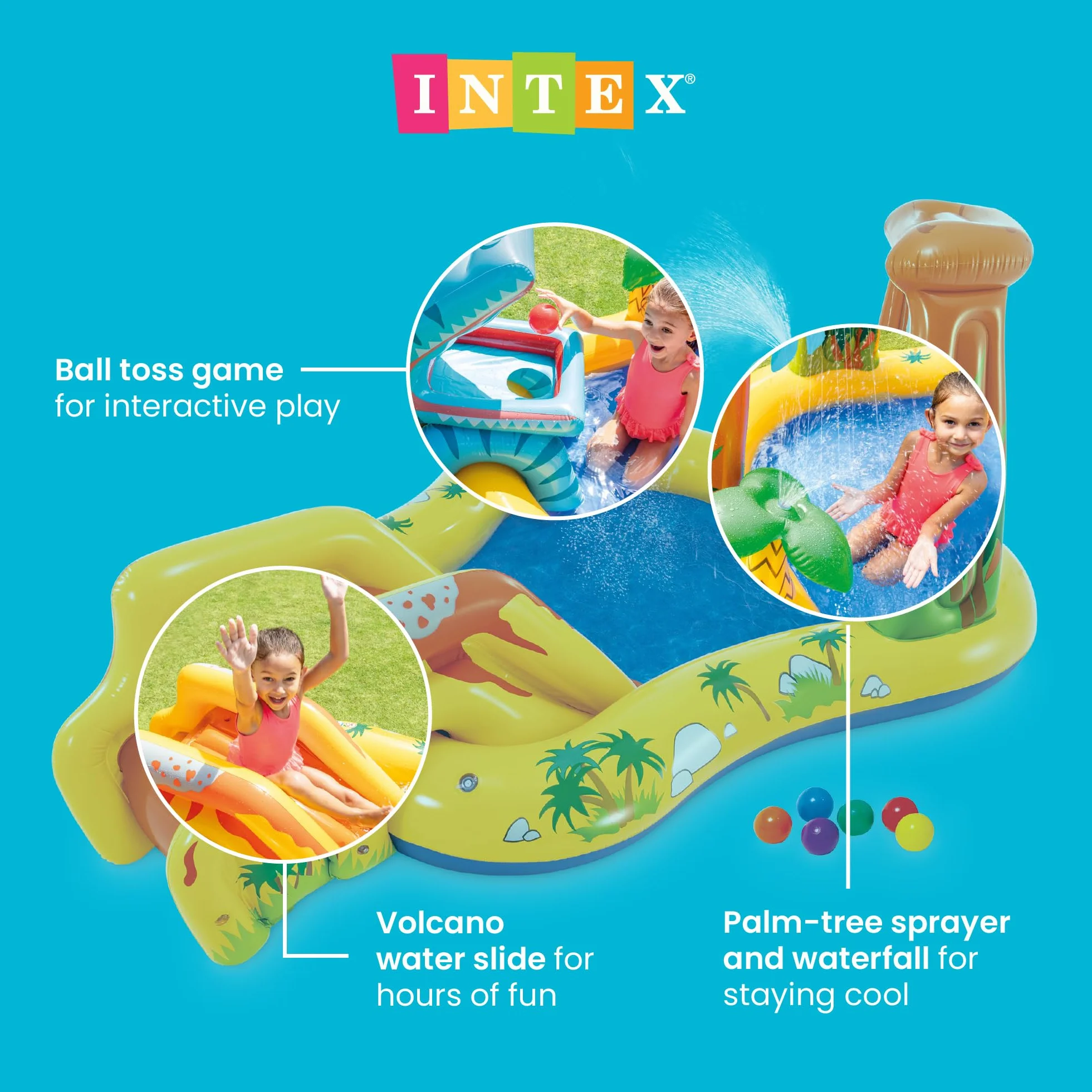 INTEX Centro Juegos Hinchable Dinosaurio 249x191x109 cm 272l
