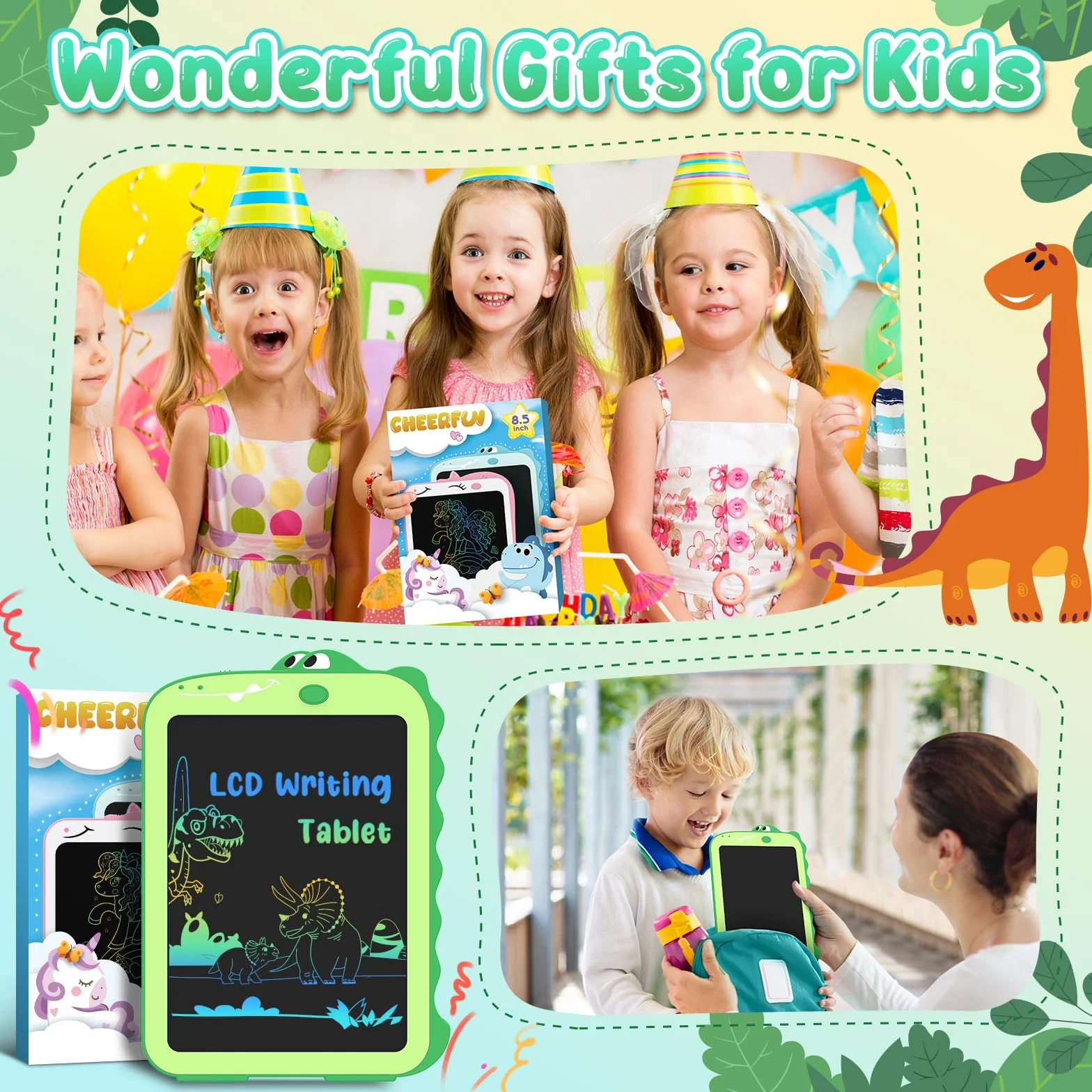 Tableta Gráfica Escritura con Pantalla LCD 8.5 Pulgadas Dinosaurios Juguetes Niños Regalo Niña 2-8 Años