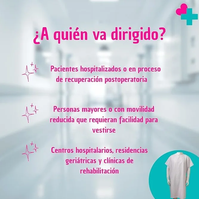 Camisón Hospitalario Talla Única Manga Corta Pijama Sanitario Mujer Hombre