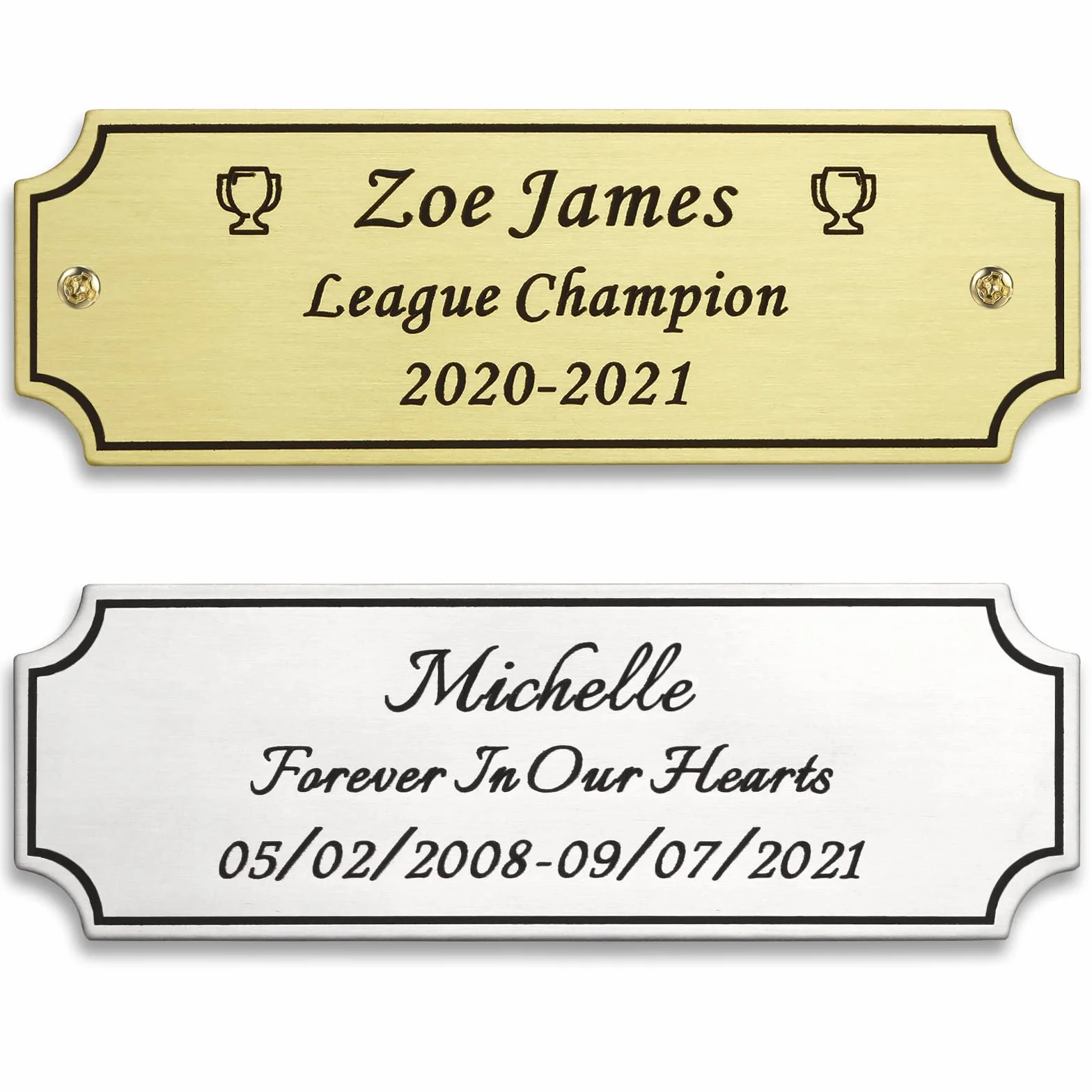 Placa Grabada Personalizable de Latón o Acero 2.5 x 7.6 cm para Trofeos