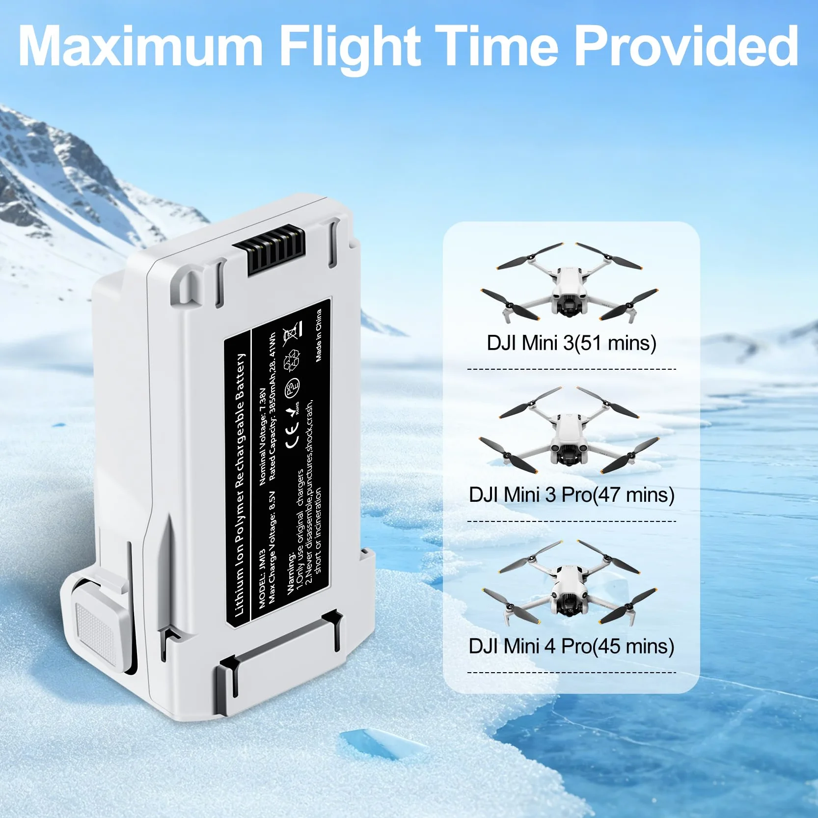 batería de Vuelo Inteligente para la Serie Mini 4 Pro Paquete de 1 Unidad 3850 mAh Capacidad Mejorada Que Ofrece 47 Minutos de autonomía Batería de Repuesto para Drones dji Mini 3/3 Pro/4 Pro