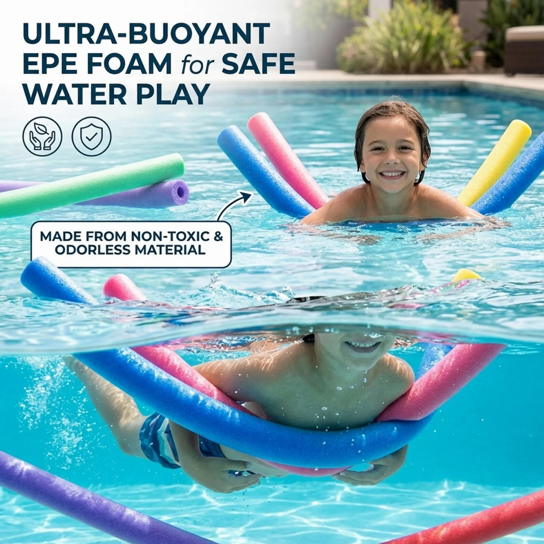 Paquete de 6 Fideos de Espuma para Piscina, Fideos de natación de 59 Pulgadas para Juegos acuáticos y flotadores de Piscina, 6 Colores