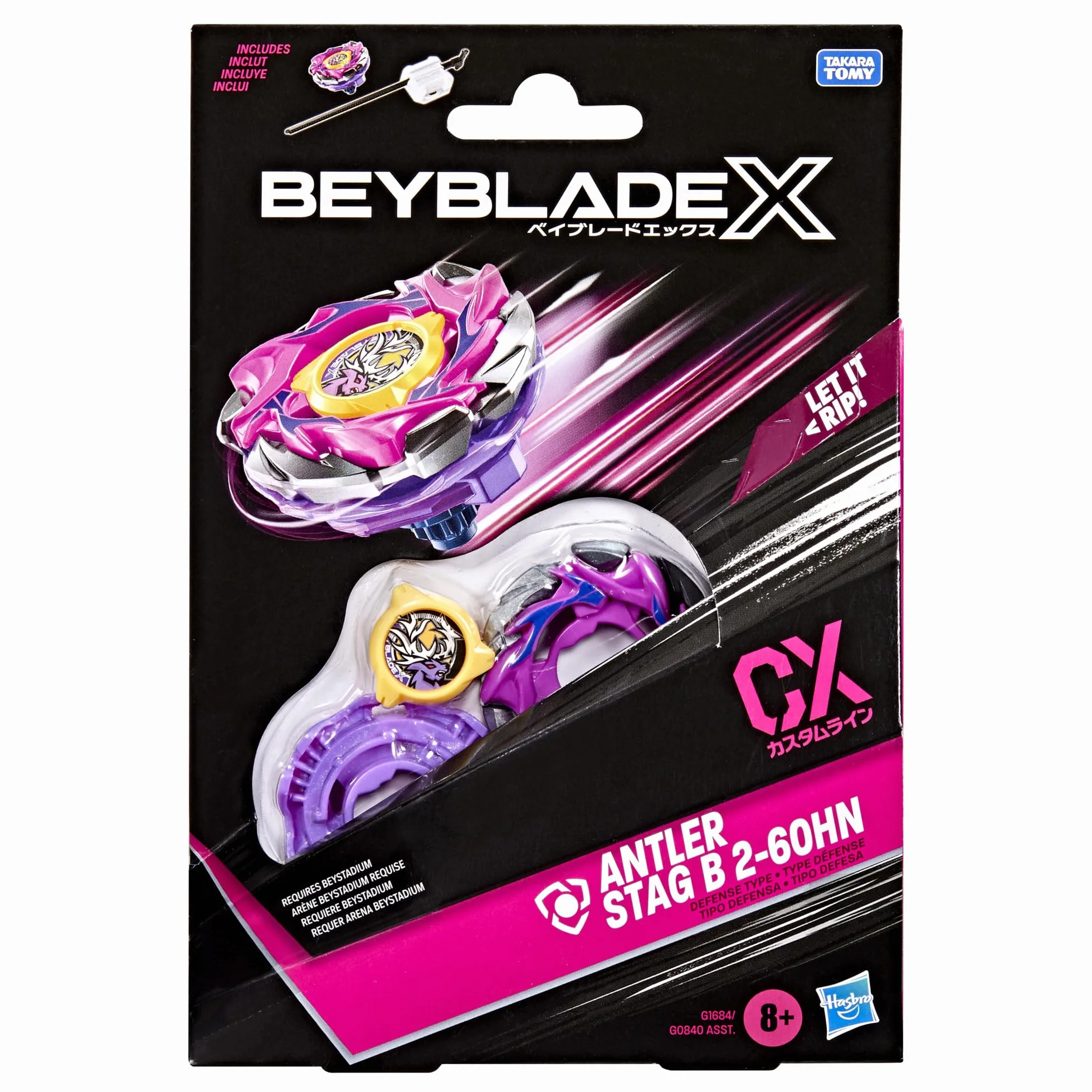 Beyblade X, Antler Stag B 2-60HN CX, Kit Inicial con Top y Lanzador