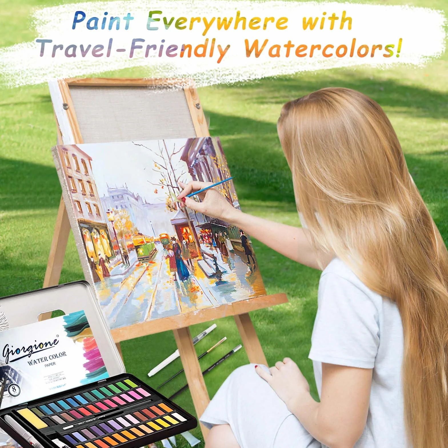 Juego de Acuarelas Profesionales 48 Colores,Set De Pintura De Acuarela,Incluyendo Pincel y Pinceles de Agua,Paleta Acuarela,etc,para Principiantes y Profesionales