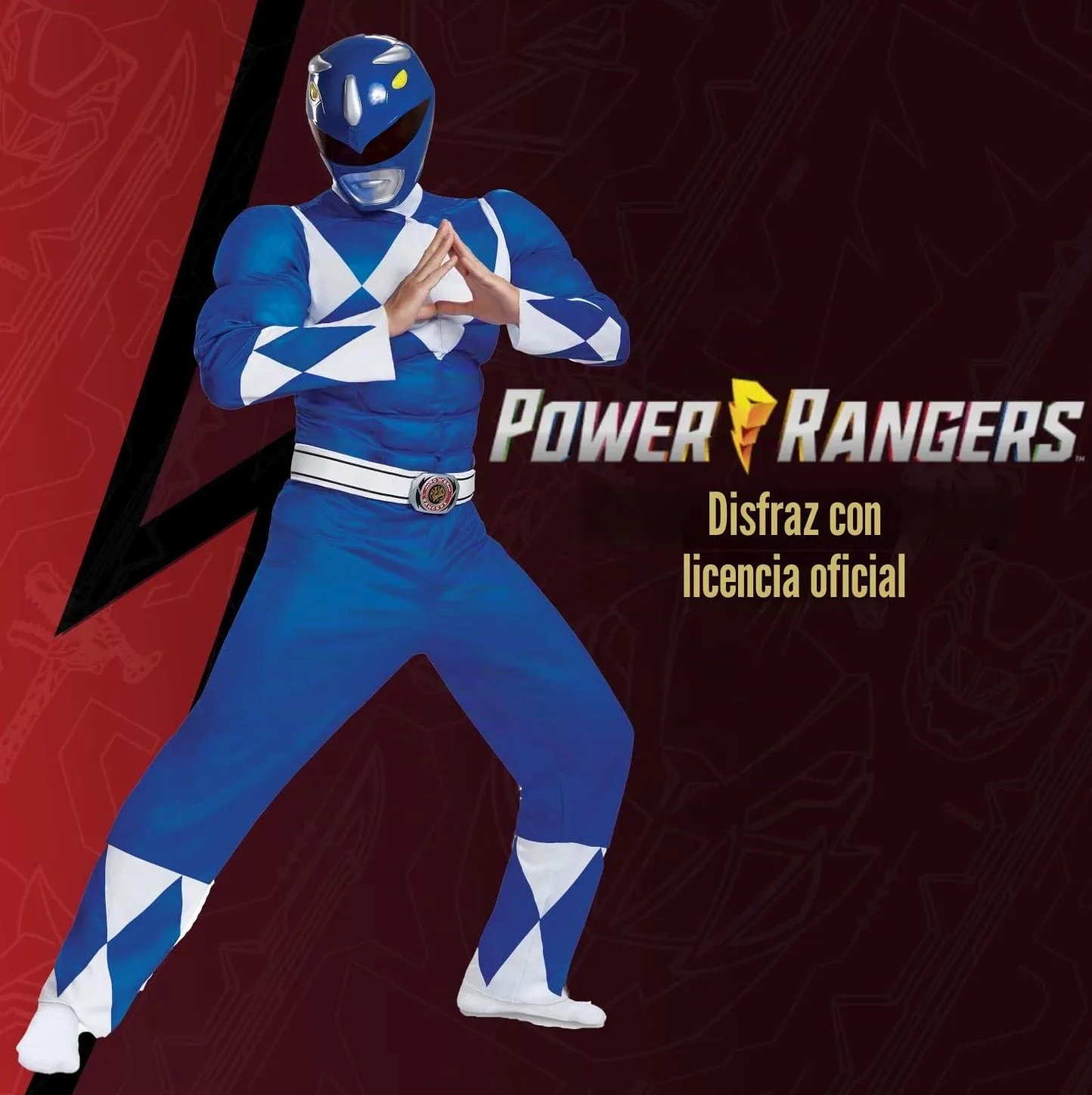 Disguise Disfraz Power Ranger Adulto Musculoso Azul, Power Rangers Disfraz Adulto, Power Ranger Azul Disfraz, Disfraz Superheroe Adulto Hombre, Disfraz Carnaval Hombre Talla X