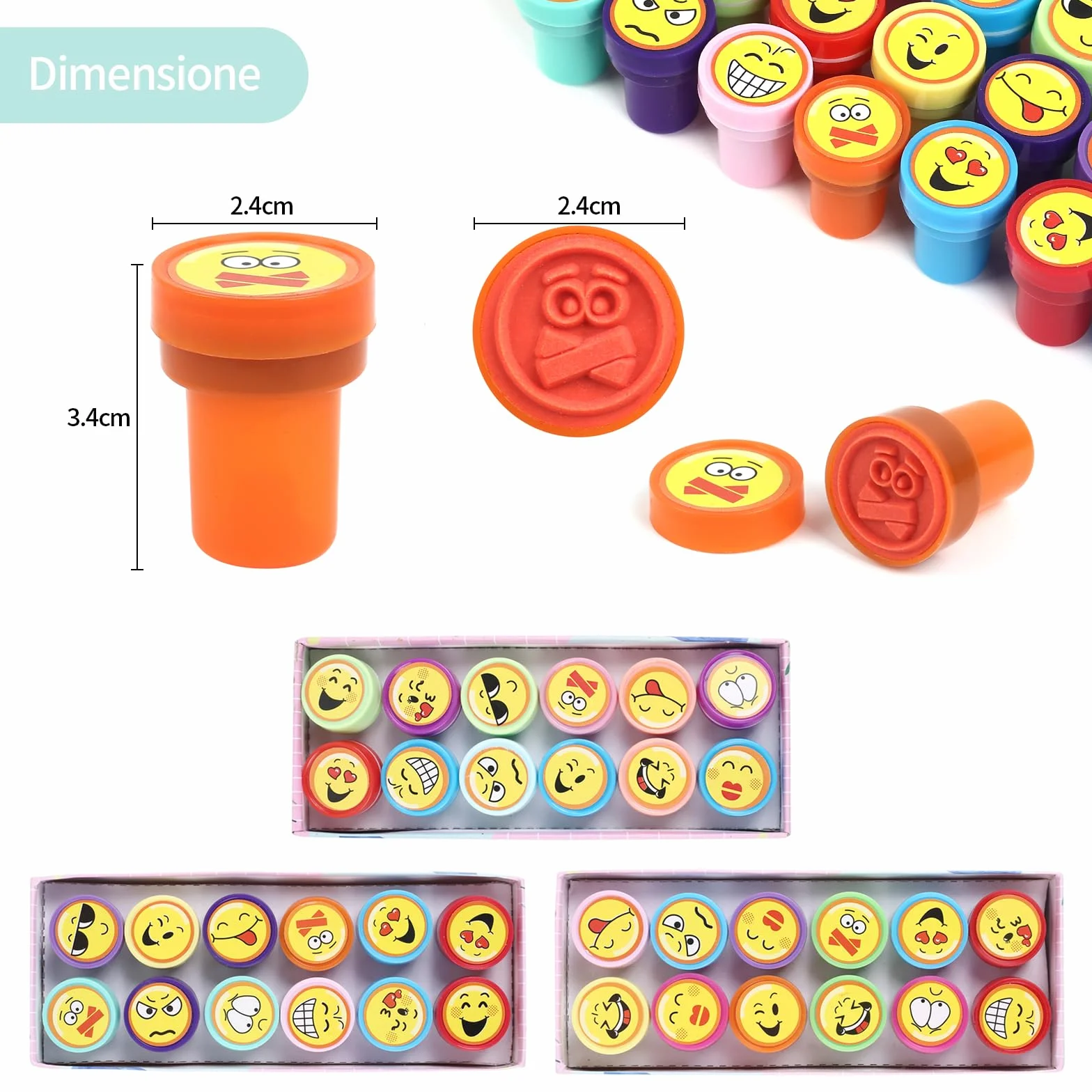 Gudotra 36pcs Sellos para Niños Sellos de Entintado Niños Favor de Fiesta Infantil Regalo de Cumpleaños Cajas de Sorpresas (Emoji)
