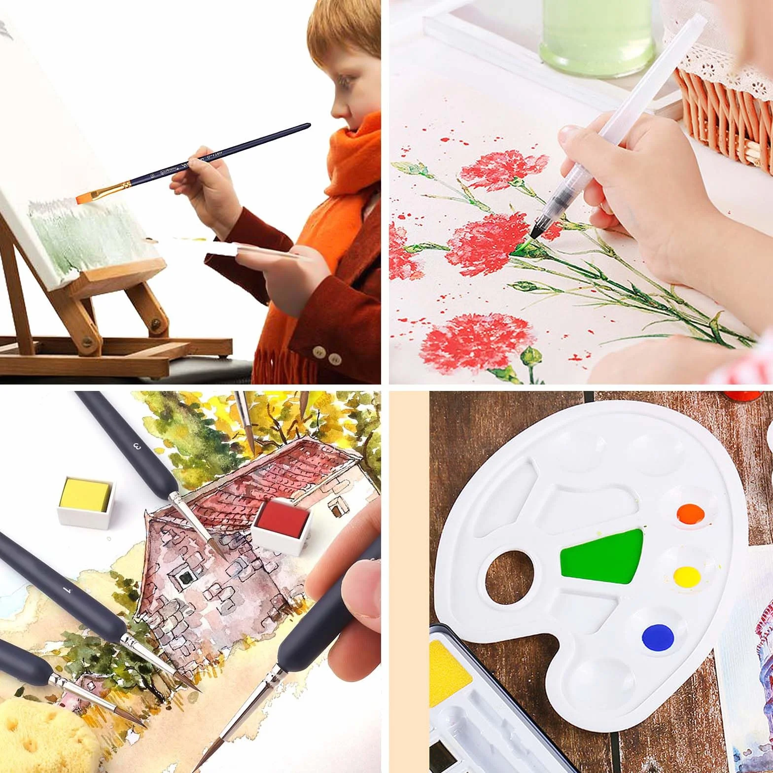 Juego de Acuarelas Profesionales 48 Colores,Set De Pintura De Acuarela,Incluyendo Pincel y Pinceles de Agua,Paleta Acuarela,etc,para Principiantes y Profesionales