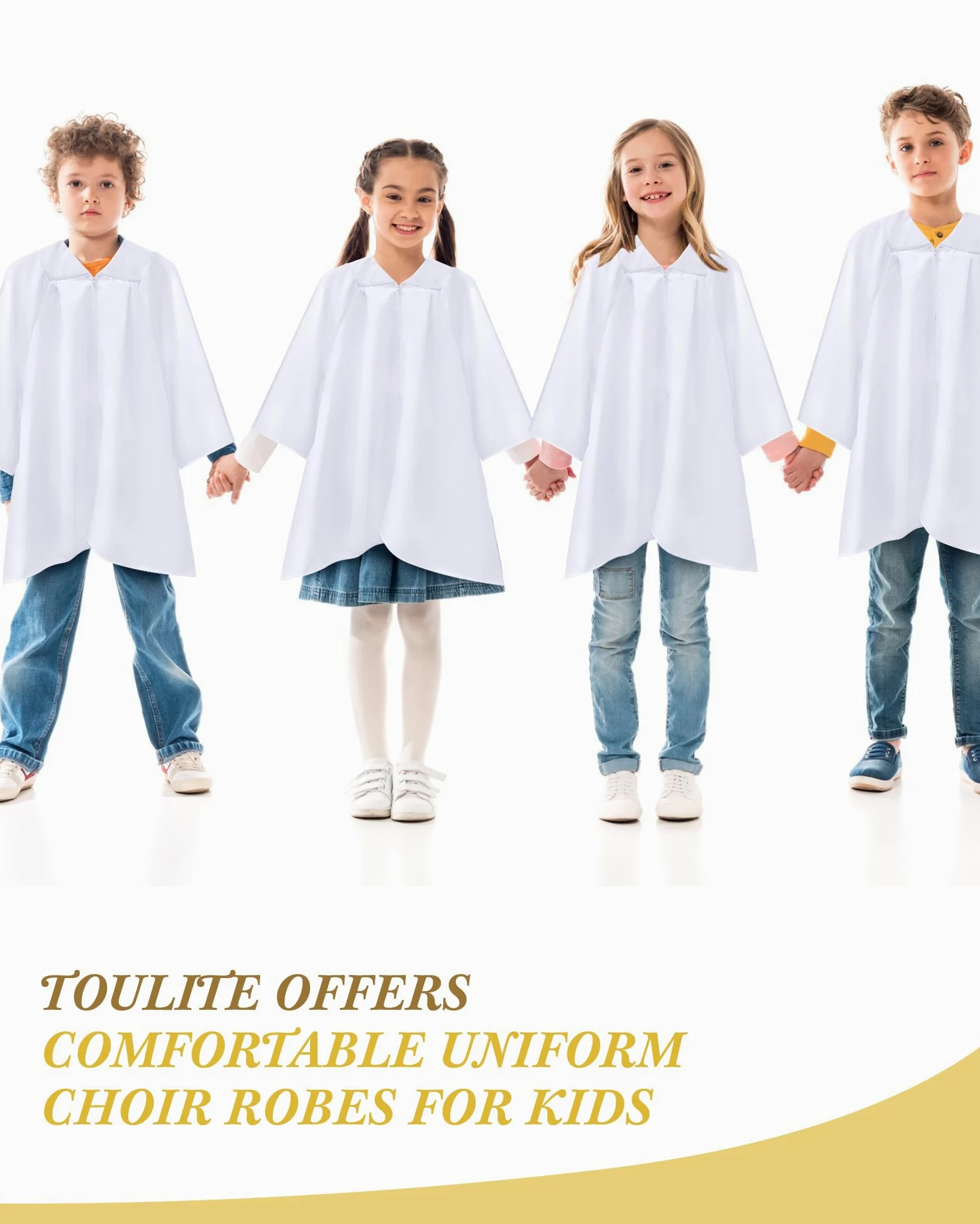 Toulite 3 piezas unisex mate batas de coro para niños, vestido de graduación para juez escolar, disfraz para bautizo, iglesia, evento, pastor
