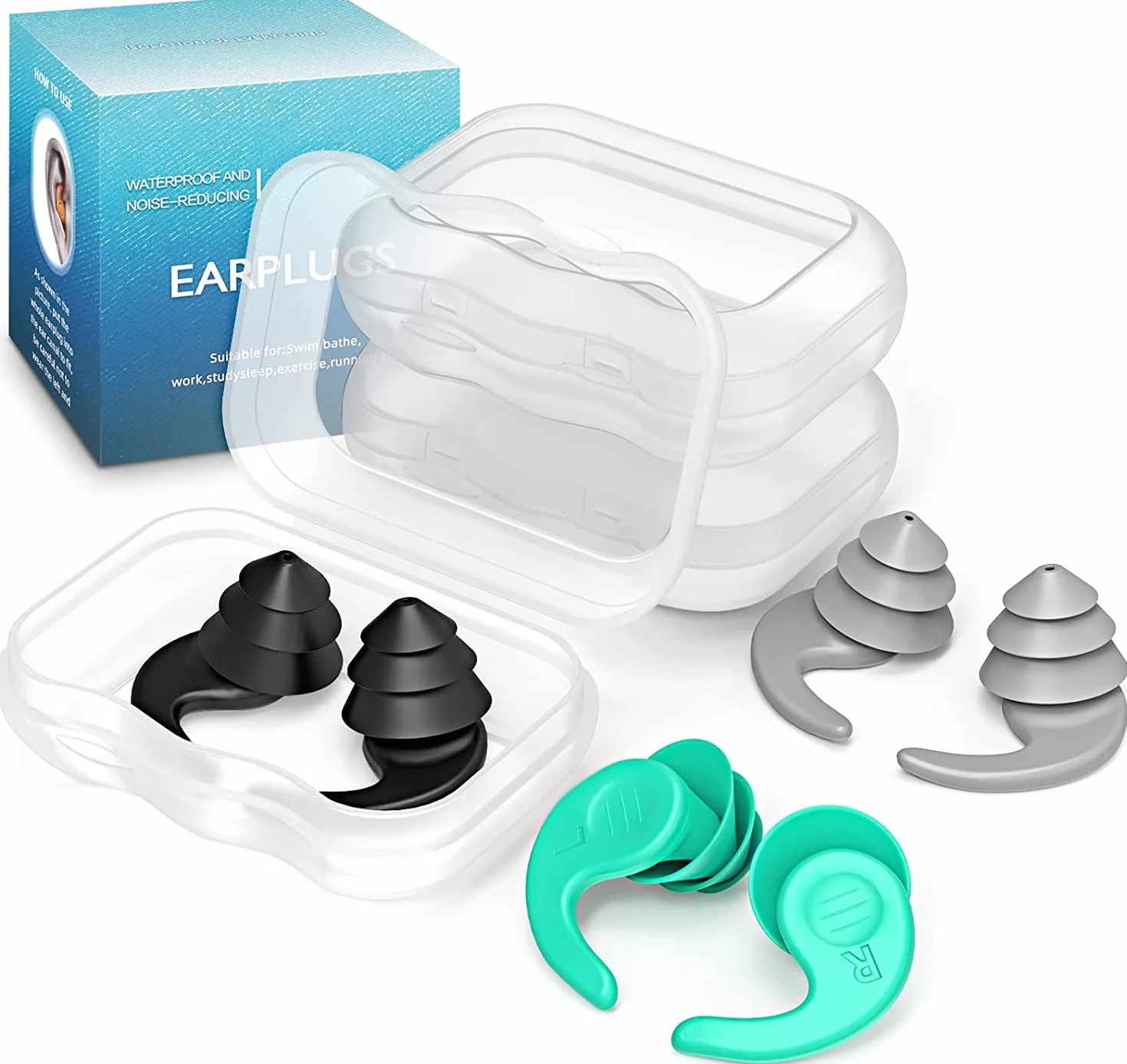 Tapones Oidos Natación Silicona Adulto 3 Pares