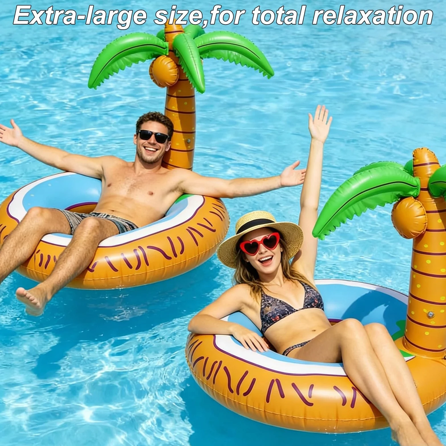 Colchonetas Hinchables para Piscinas, Flotador Piscina | Forma de Palmera, Aspecto Divertido, para Fiestas en la Playa, Junto al Mar