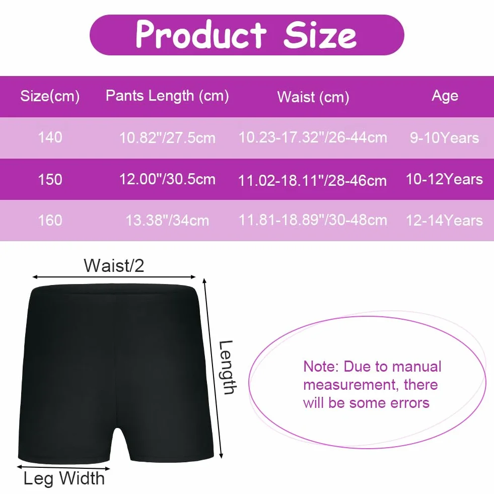 AOOWU Pantalones Corto de Danza para Niñas, 3 Piezas Ballet Shorts con Cintura Elástica 9-10 Años 140CM