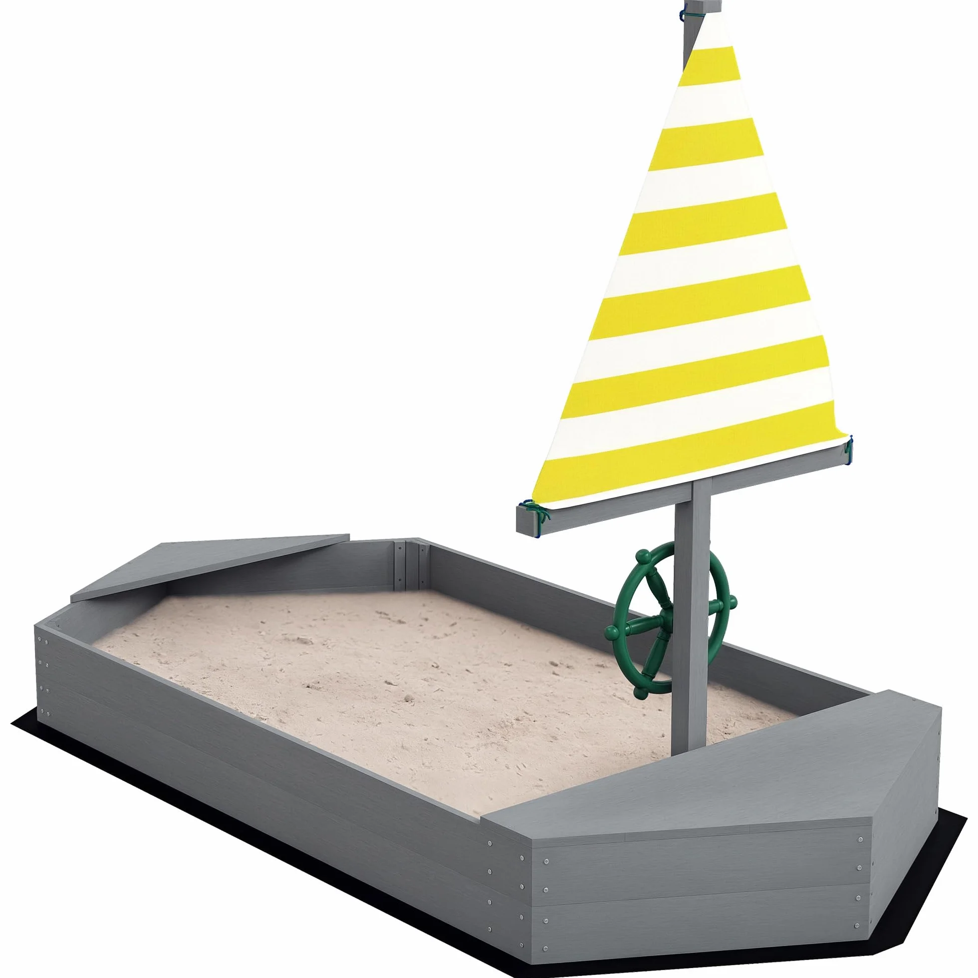 Outsunny Arenero para Niños de Madera Arenero Infantil con Bandera y Timón en Forma de Velero para Patio Jardín 190x90x138 cm GIRS Oscuro