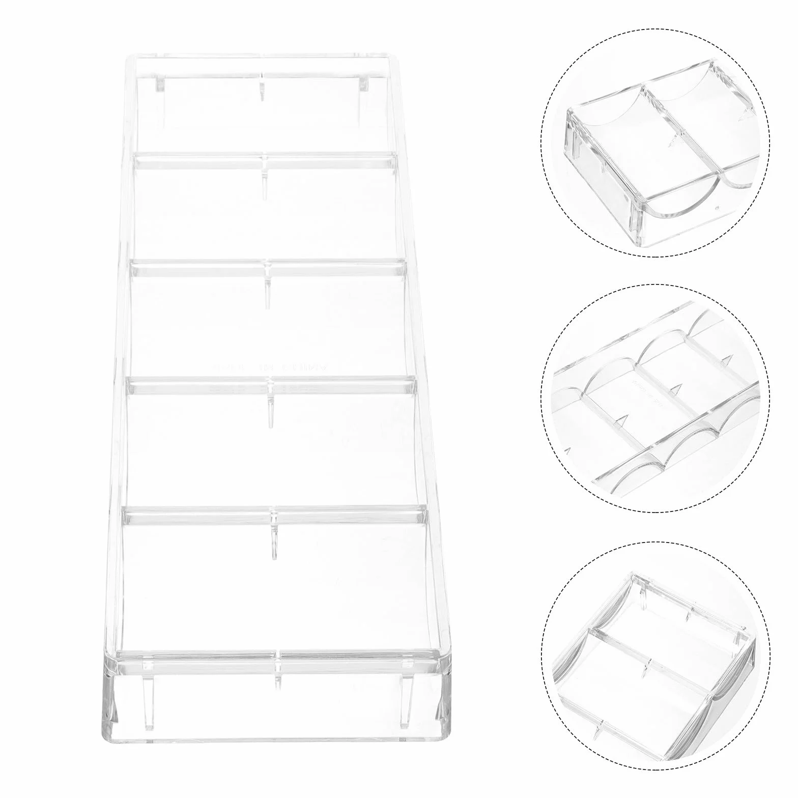 Gatuida Caja Transparente de Acrílico Resistente 5 Compartimentos para Almacenamiento de Fichas de Póquer, Diseño Portátil y Gran Capacidad para Texas Poker