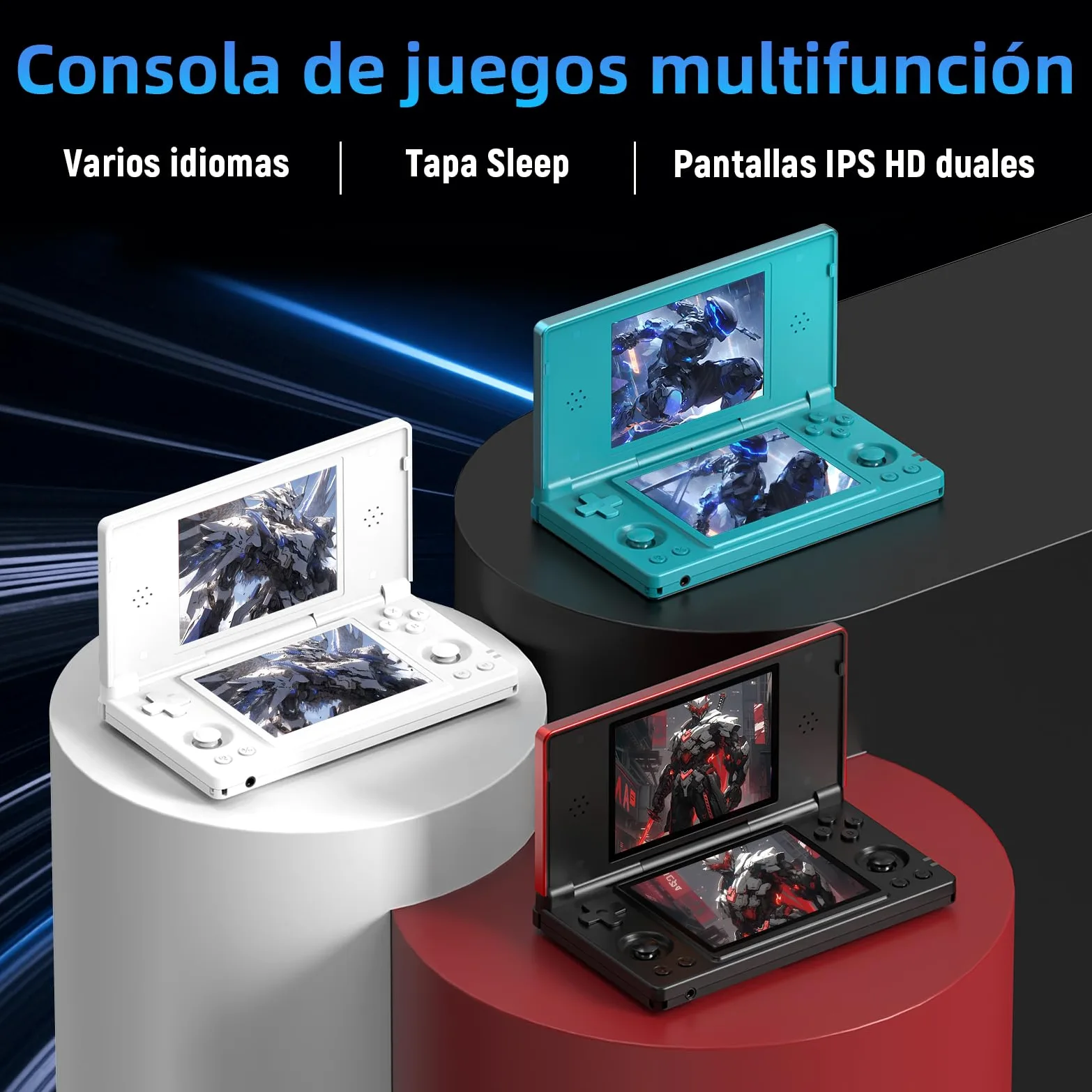 RG DS Android 14 Consola Portátil Retro con Función IA, Emulador Portátil con 25+ Emuladores, Pantalla IPS OCA de 4,0 Pulgadas, WiFi Bluetooth Salida TV HD, Lápiz Óptico (Sin Tarjeta, Azul)