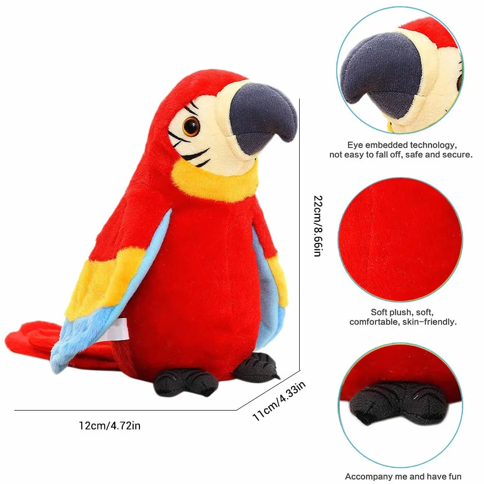 Juguete de peluche eléctrico interactivo que habla con el loro parlante repite lo que dices caminando, juguete de peluche para niños, regalo para fiestas (c)
