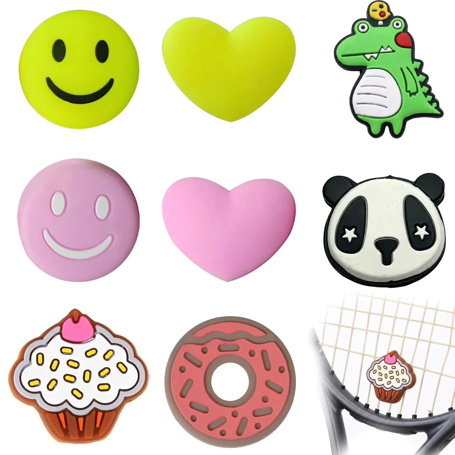 Amortiguador Tenis Silicona Antivibrador Panda Dinosaurio Emoticonos Accesorios Raqueta Tenis Padel