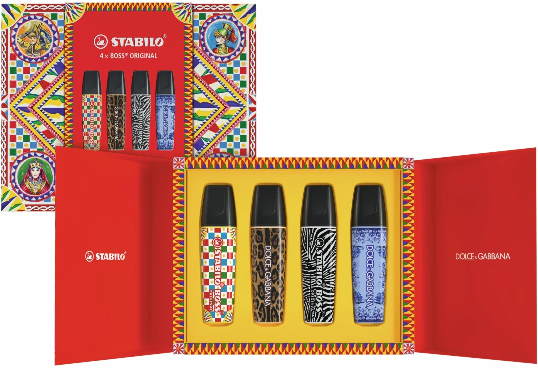 STABILO Marcador BOSS ORIGINAL x DOLCE&GABBANA - Estuche premium con 4 colores - Edición Limitada