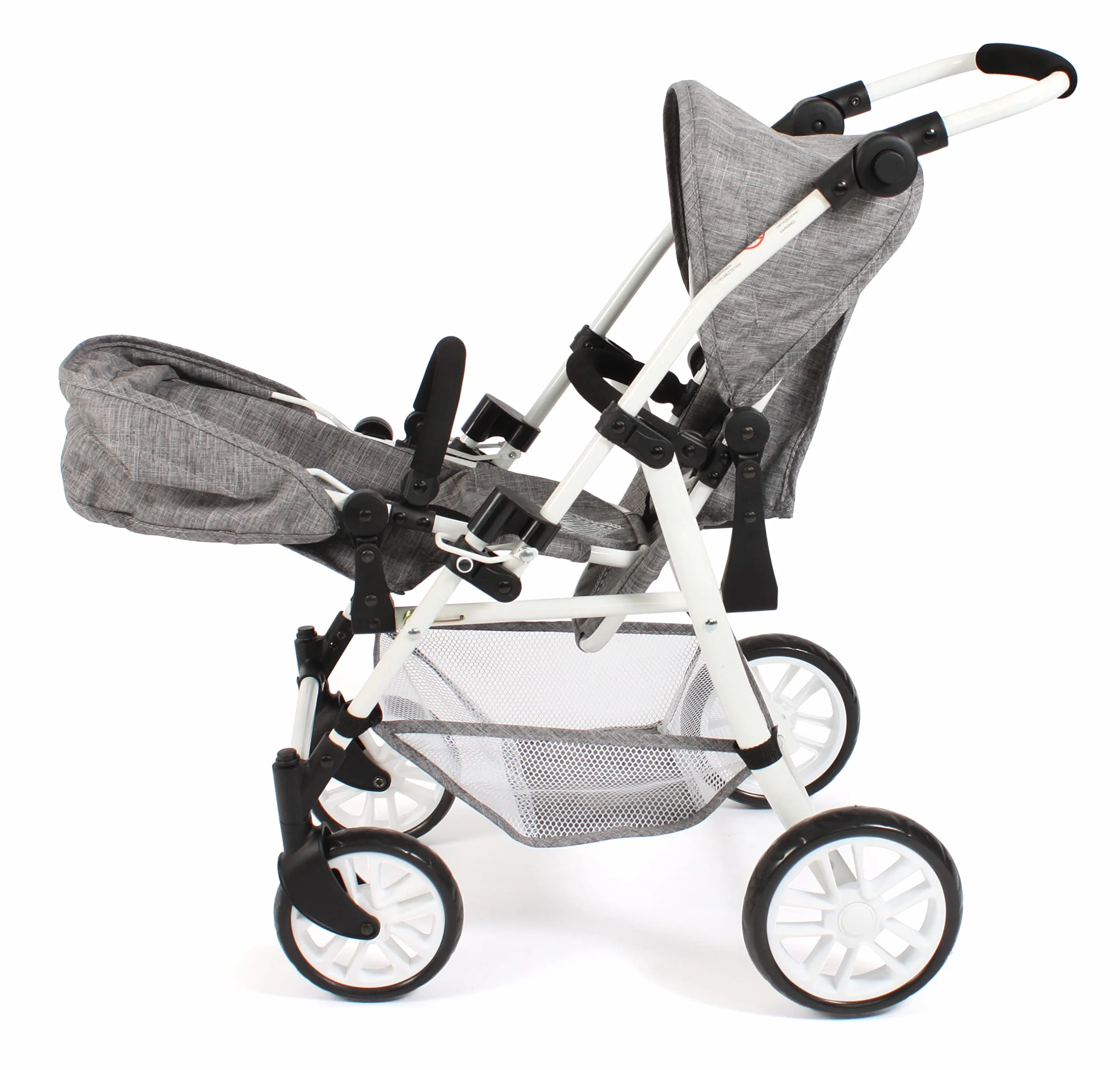Bayer Chic 2000 Cochecito de muñecas Twinny Gemelo para Dos muñecas Gris Vaquero 63 x 43 x 77 cm