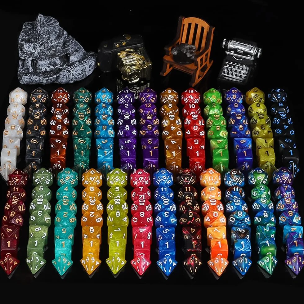 QMAY Juego de dados DND, 25 x 7 (175 piezas) dados poliédricos compatibles con Dungeon and Dragons MTG Table Games RPG DND., DCIE25