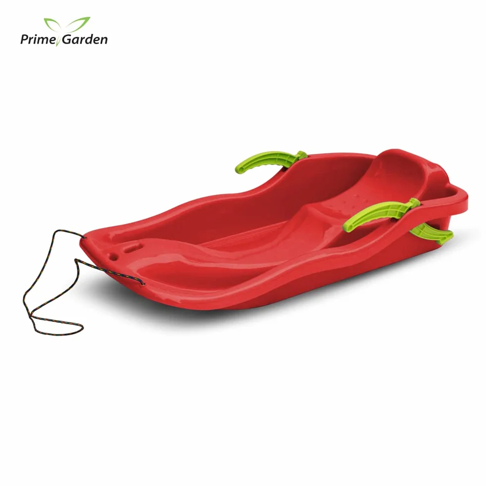 PRIMEGARDEN® Corsa - Trineo infantil con freno de mano, dirección y giro al descenso de montaña, color rojo