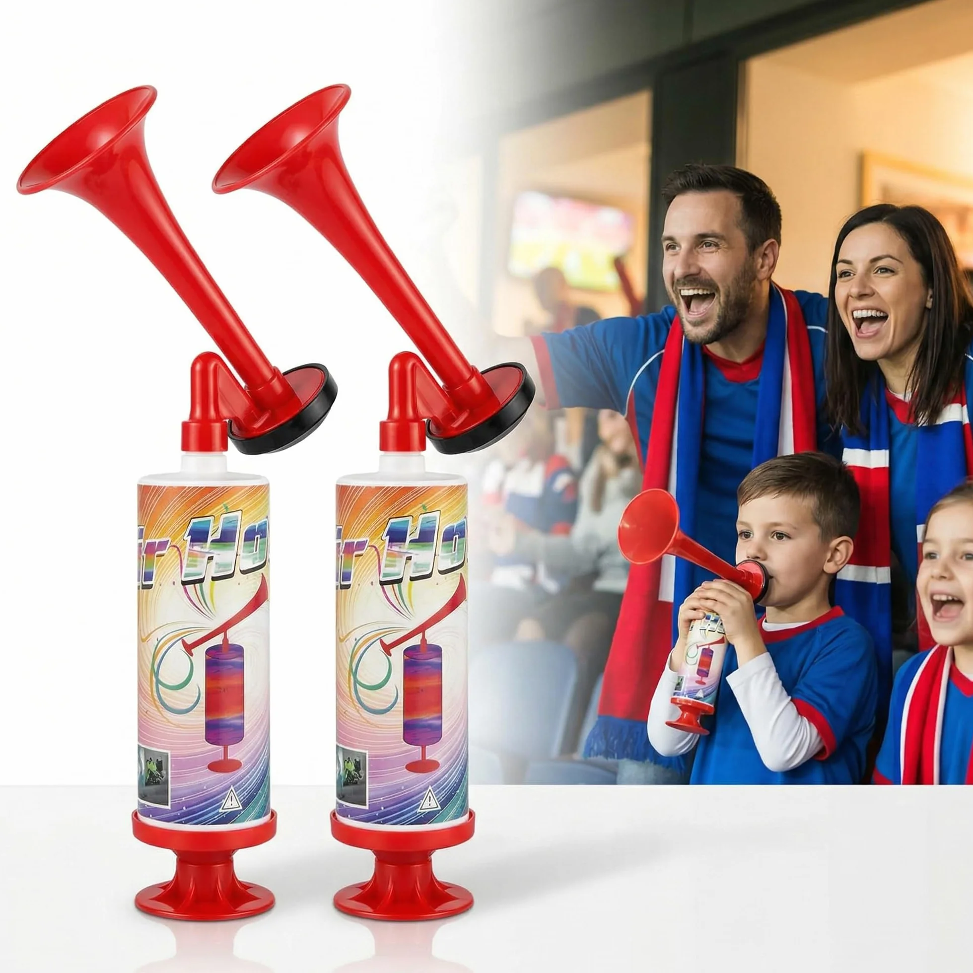Yootiko 2 cuerno de aire fanfarria bomba de presión clásica bocina fútbol comprimido