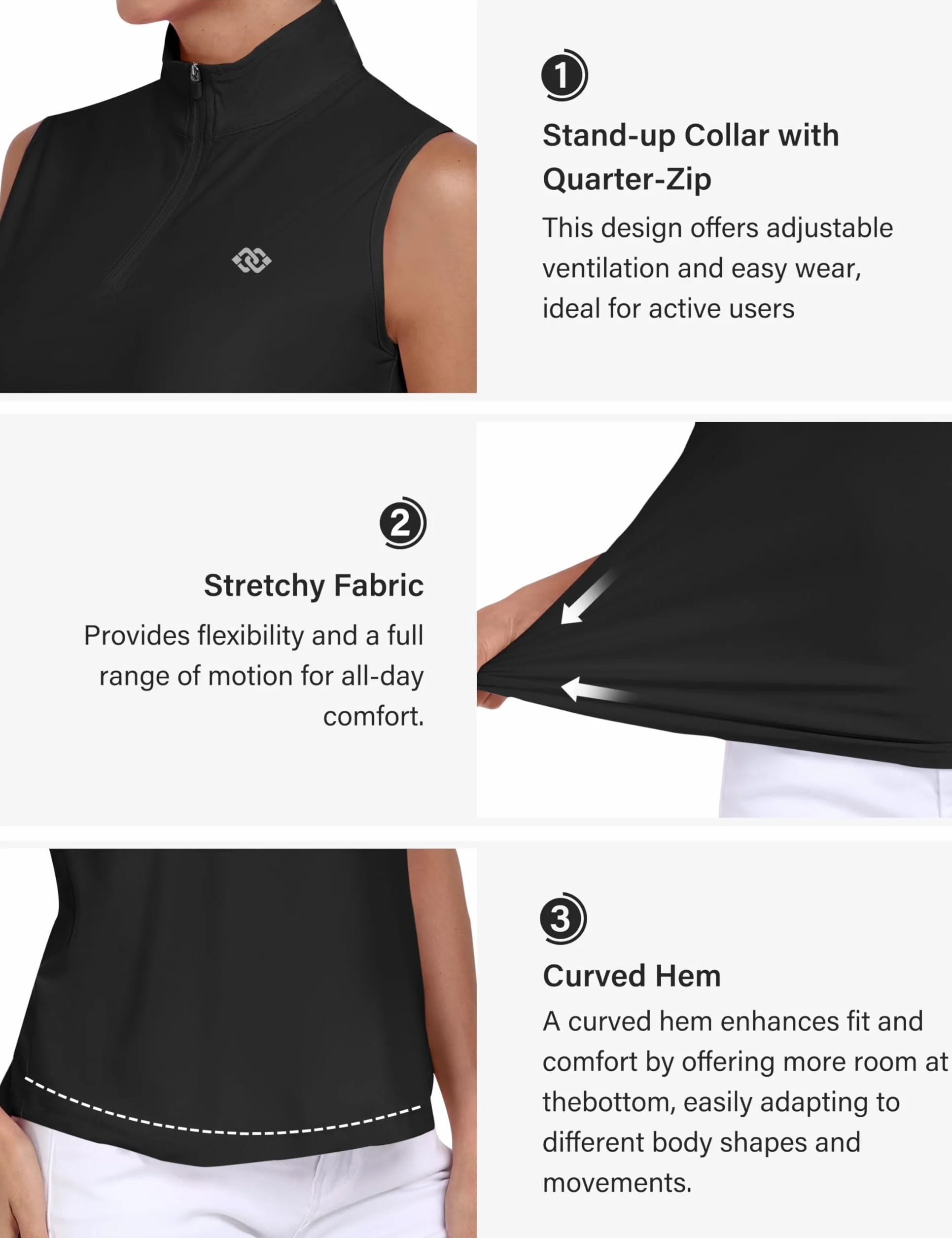 MoFiz Polo sin Manga Deportes Top Transpirable Yoga Tenis Golf