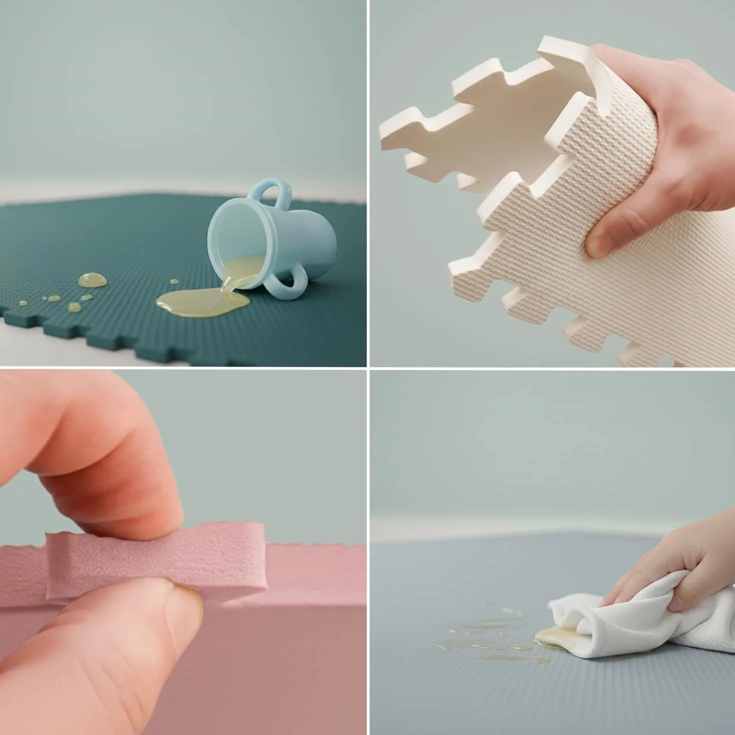 LittleTom 18 Piezas Alfombra Bebé Desde el Primer Mes - 30x30 Colchoneta de Espuma EVA Acolchada - Superficie Puzzle Antideslizante para Niños Pequeños - Suelo Protector para la Habitación Infantil