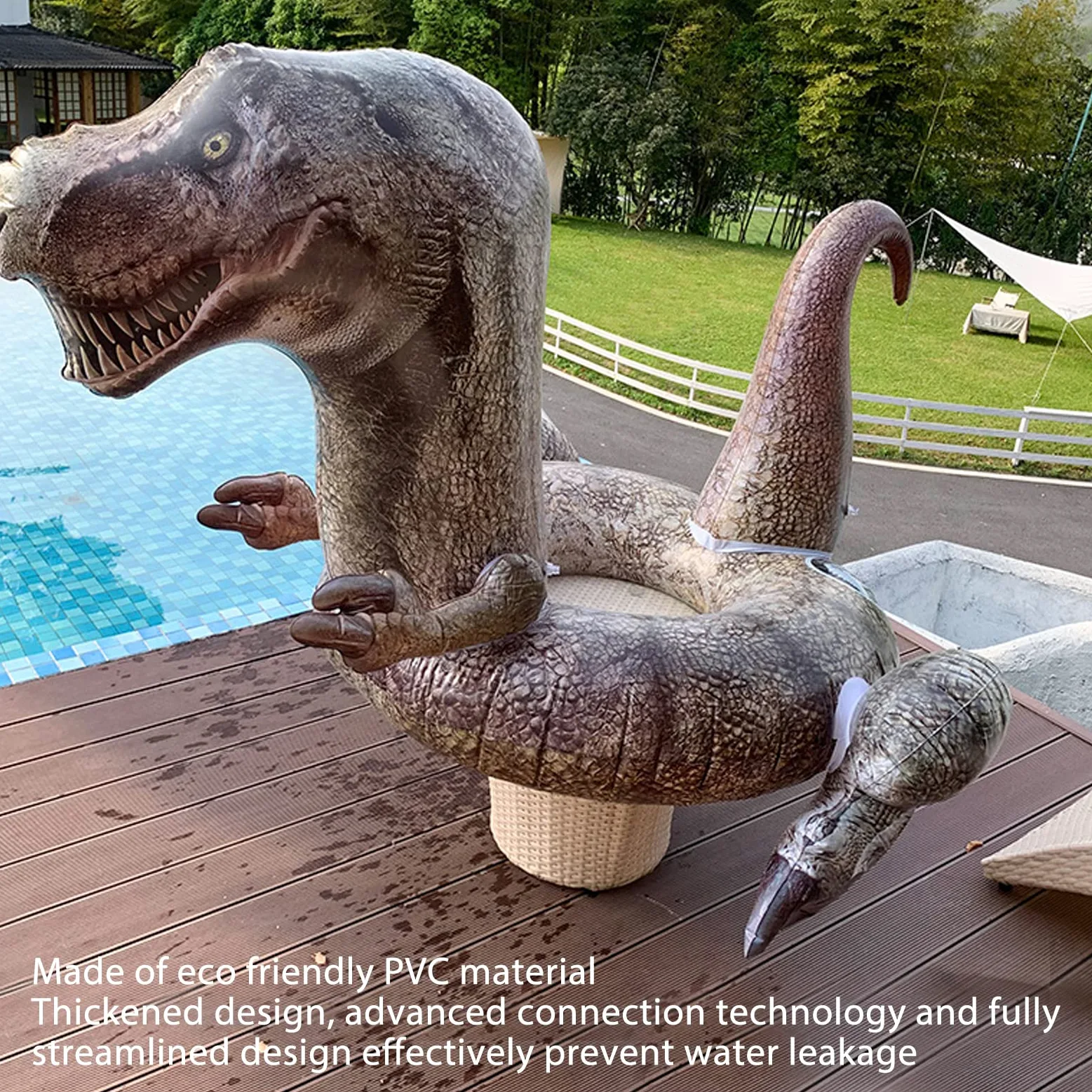 JTLB Flotador de Piscina de Dinosaurio, Paseo Inflable de PVC para Piscina, Baño, Playa