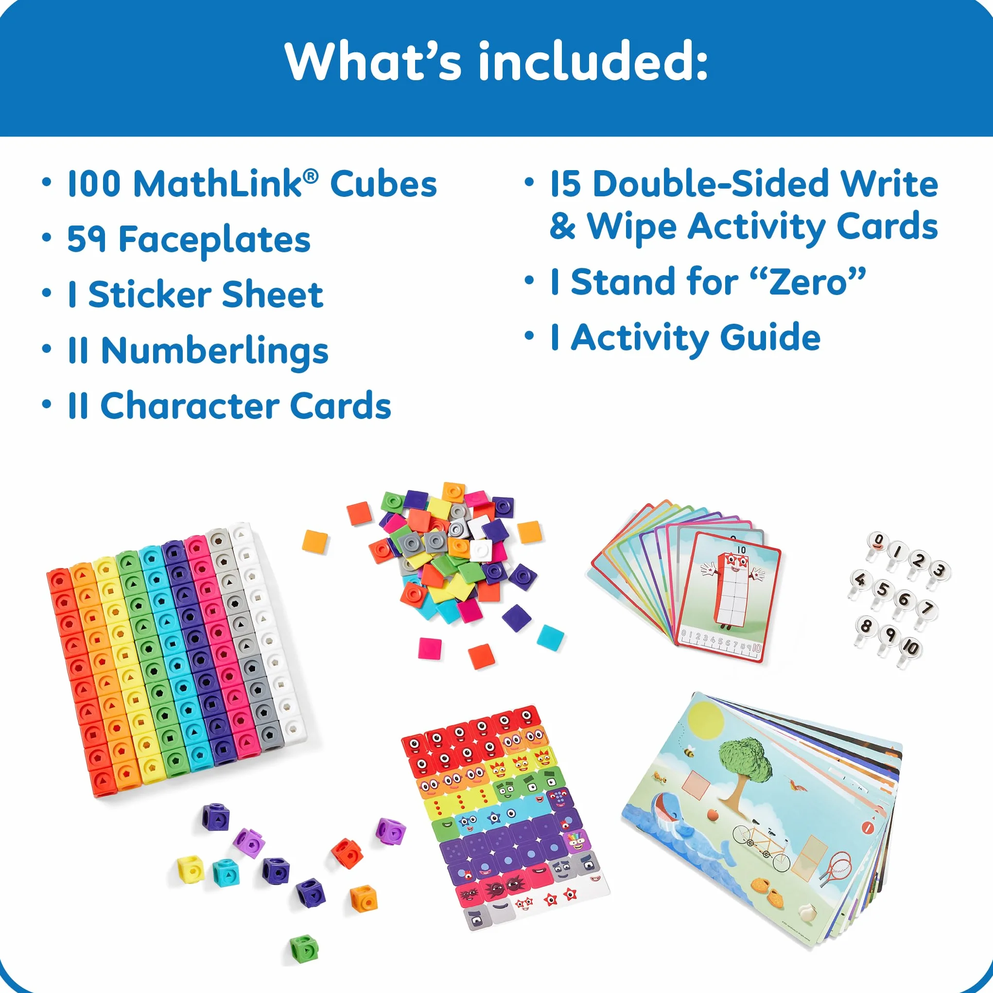 Learning Resources MathLink Cubes Numberblocks 1–10, Juego Educativo para Contar y sumar, Cubos conectables con Tarjetas de Actividades, 251 Piezas, Edades 3+