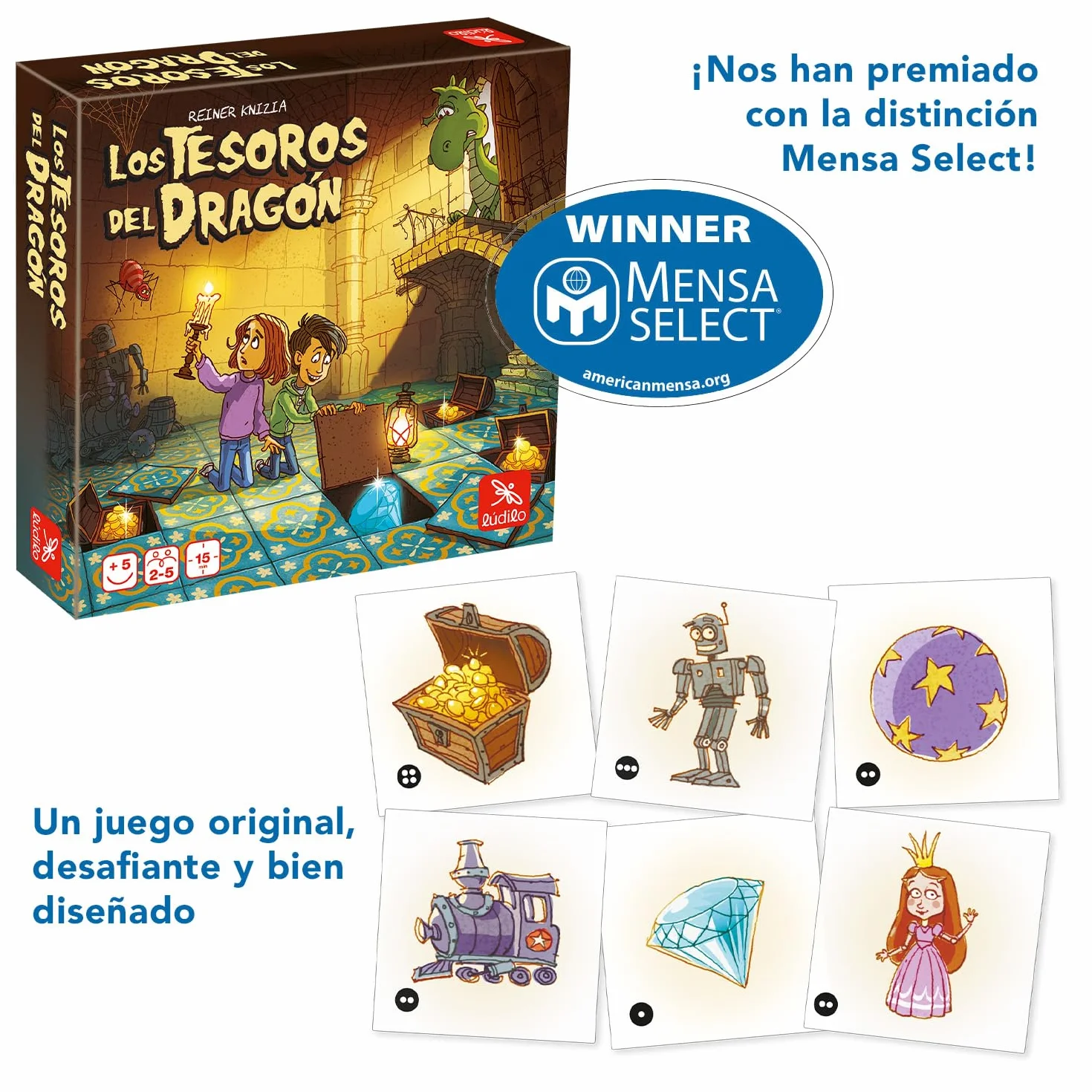 Ludilo - Memory Los Tesoros del Dragón | Juegos De Mesa Niños 5 Años O Más Premiado | Juegos Educativos Niños 5 Años O Más De Altas Capacidades | Juego De Mesa De Memoria | Regalo para Niños