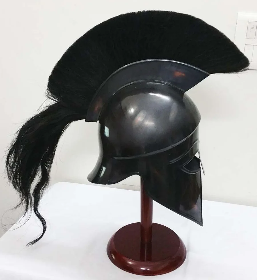 THORINSTRUMENTS Casco griego corintio, casco antiguo medieval armadura caballero espartano réplica casco con soporte libre