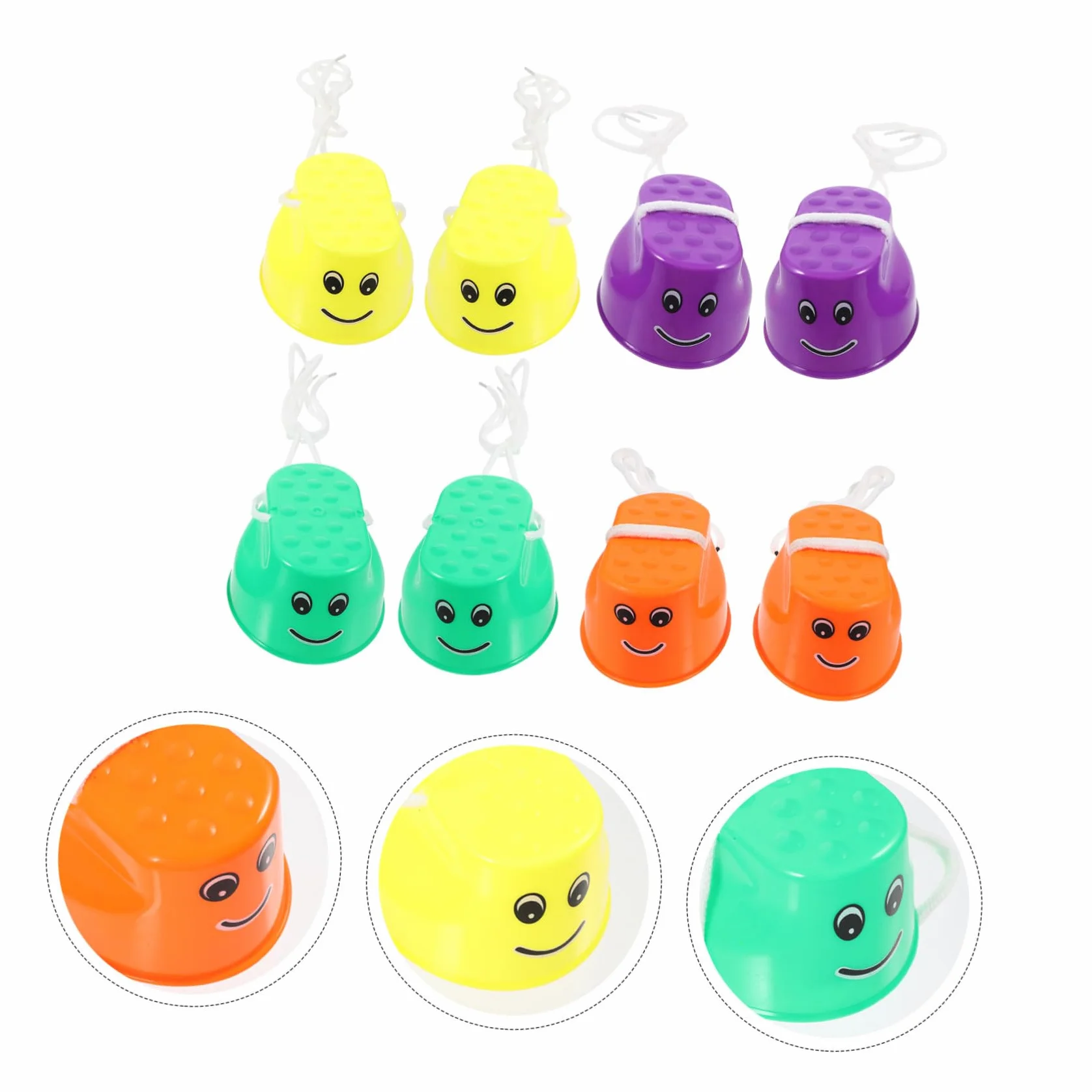 Toyvian 4 Pares de Zancos de Cubo para Niños Diseño Antideslizante de Plástico, Juguetes Divertidos para Desarrollar Habilidades Motoras en Juegos al Aire Libre