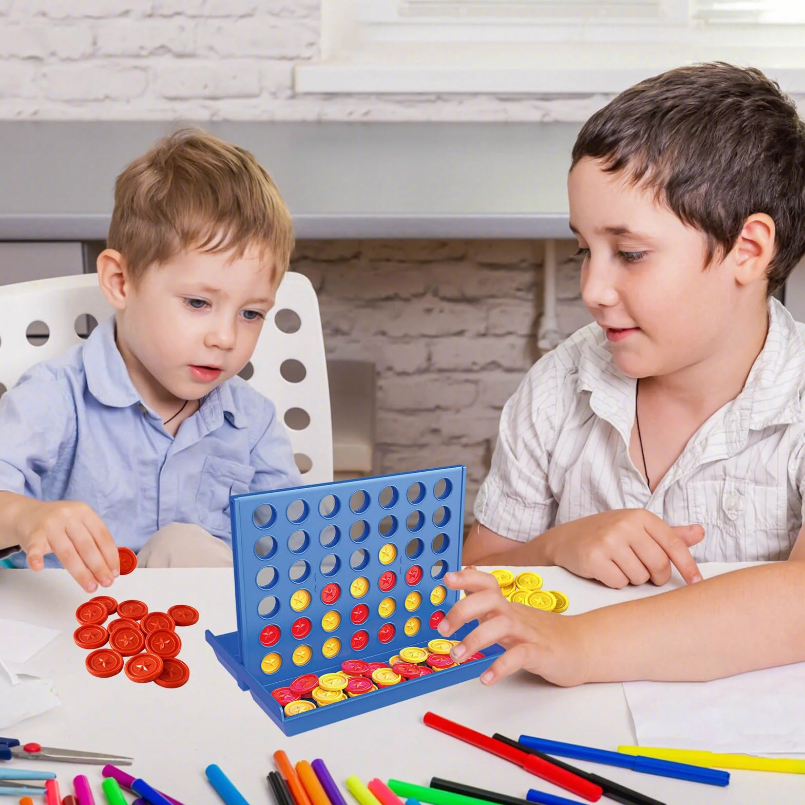 Cuatro en Raya Juego de Viaje Educativo Estrategia para niños 3-8 años Formato Grande