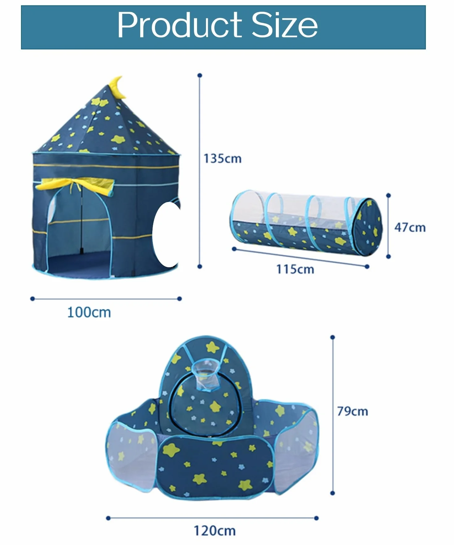 Tunel de Juego Infantil, Tienda campaña Infantil, Carpa Infantil con túnel y Piscina de Bolas, Casa de Juegos 3 y 1 para niñas y niños, Almacenaje Plegable