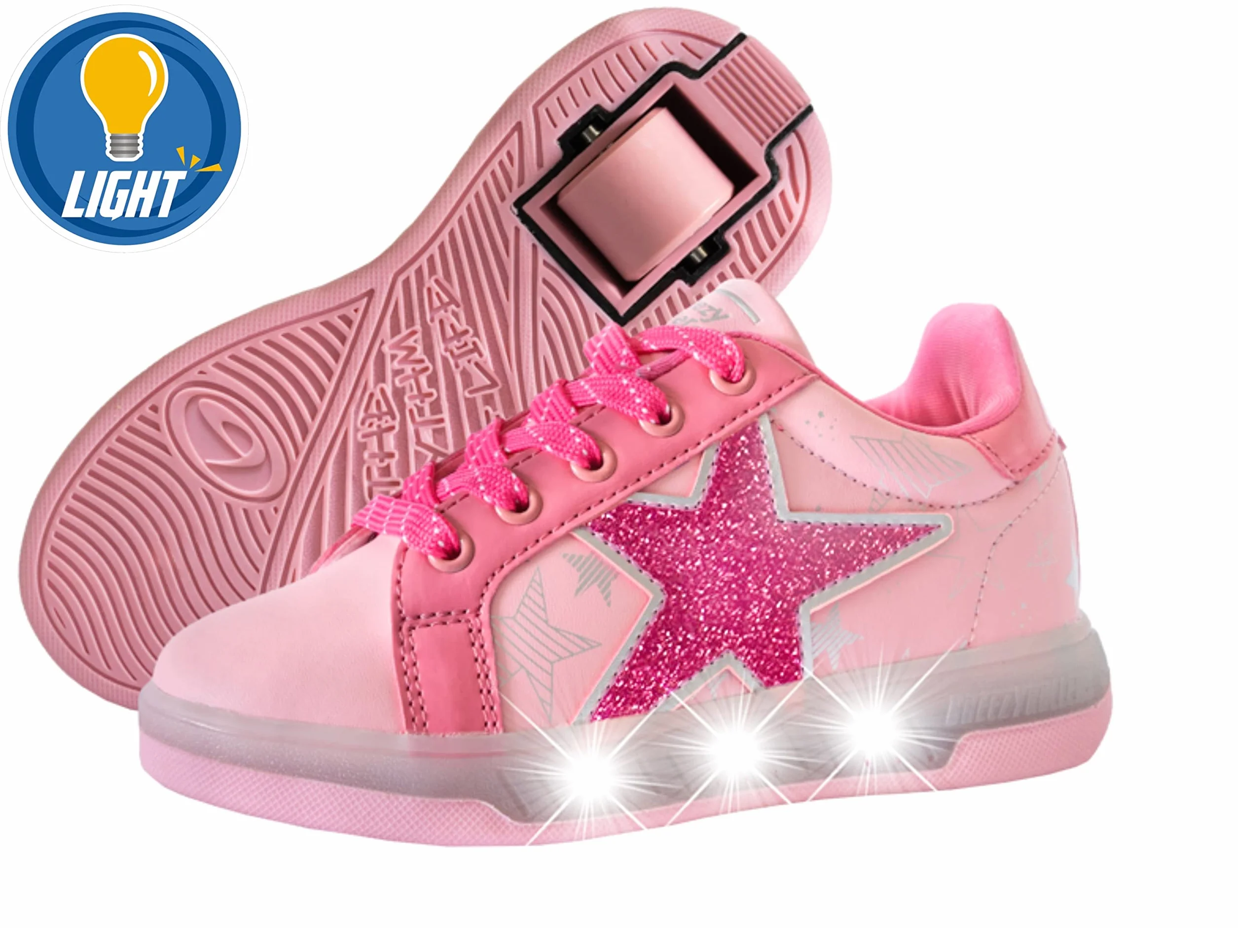 Breezy Rollers Zapatos con Luces y Ruedas Niñas, Zapatillas con Rueda Brillante Led
