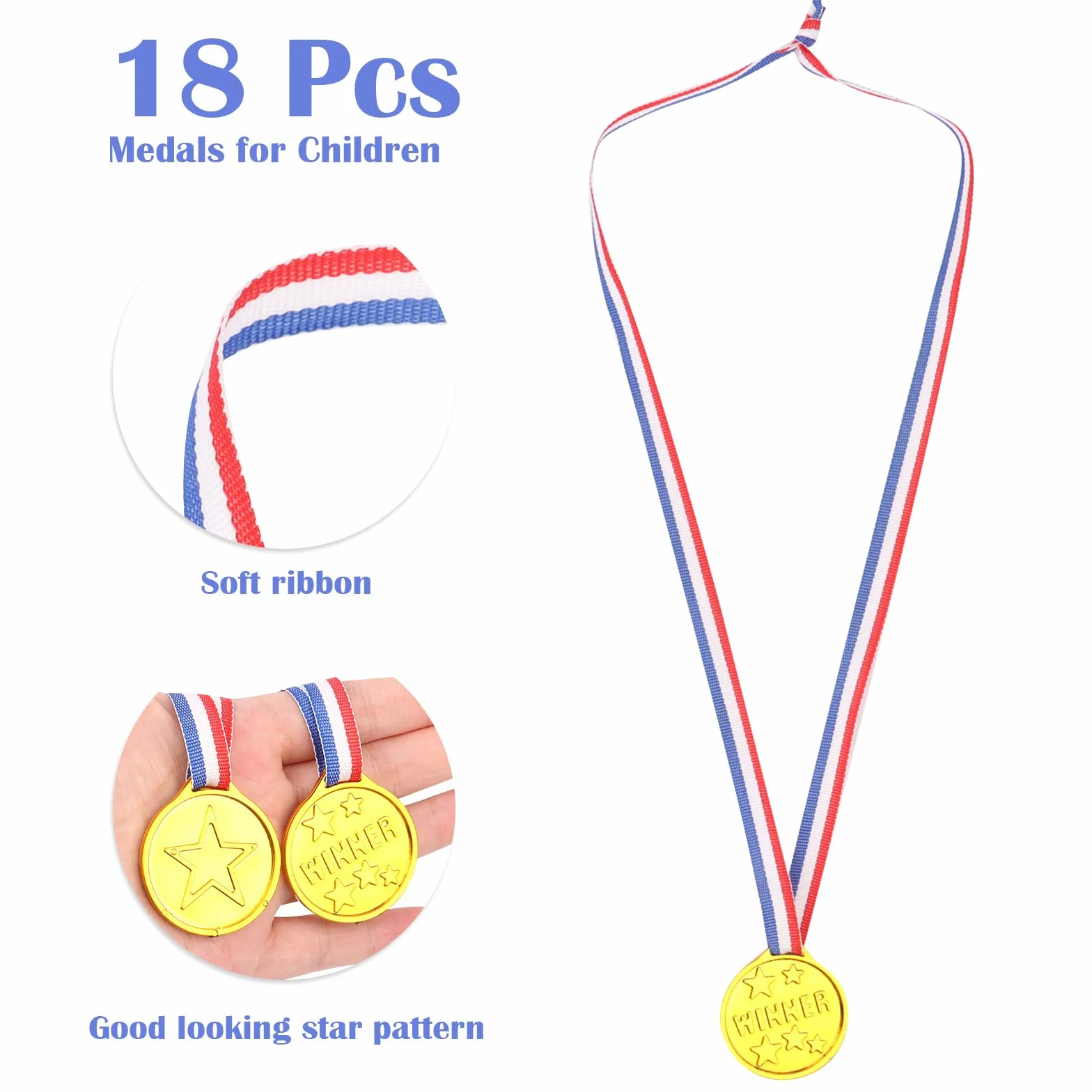 Talifoca 18 Medallas de Ganador de Oro, Plástico para Niños Deportivas