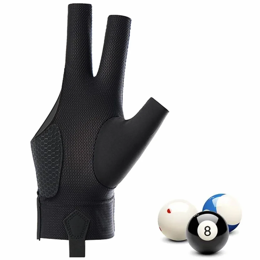 Guante de billar antideslizante ajustable para mano derecha 1 pieza negro