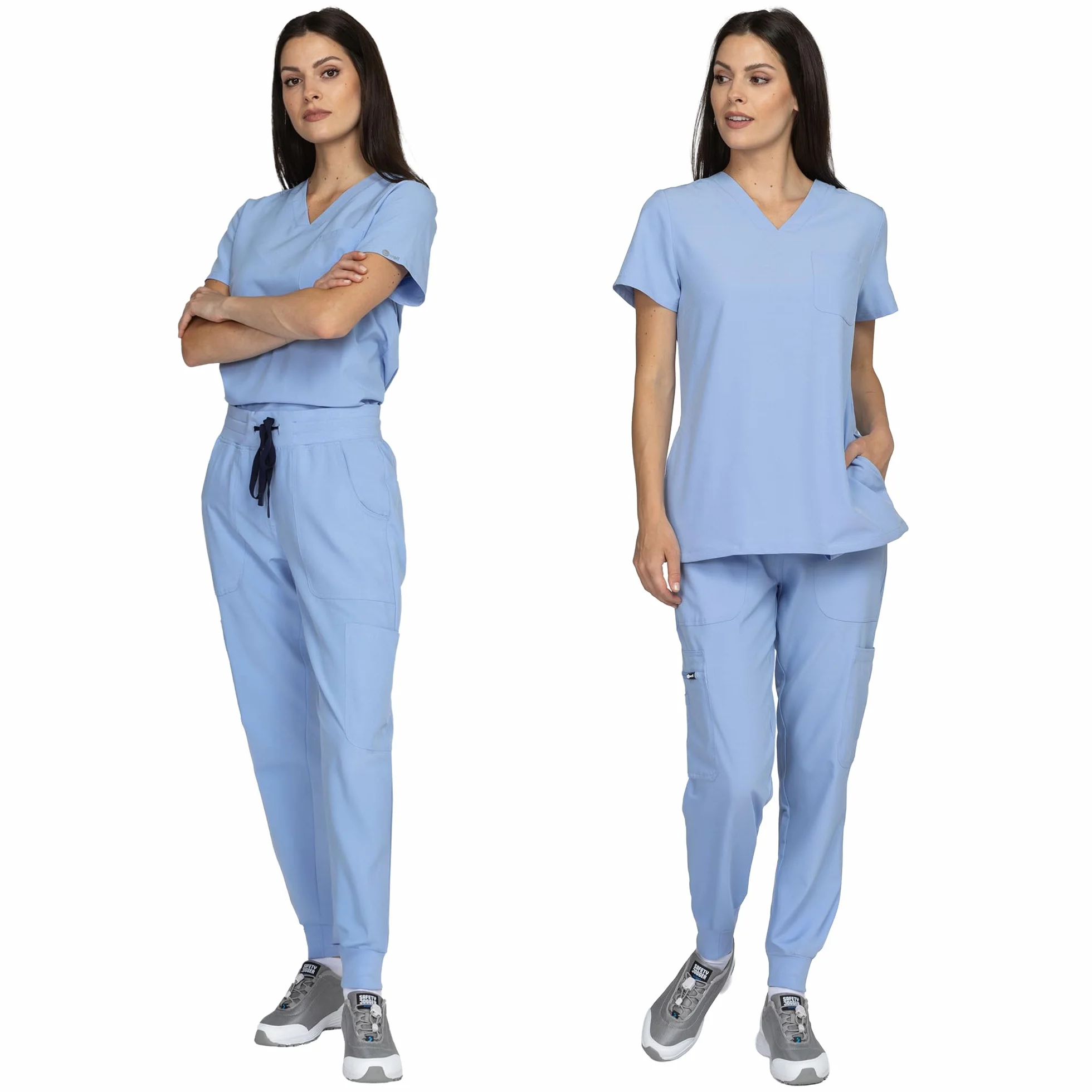 B-well NAOMI Uniforme médico para mujer con casaca y pantalón Ropa sanitaria elástica