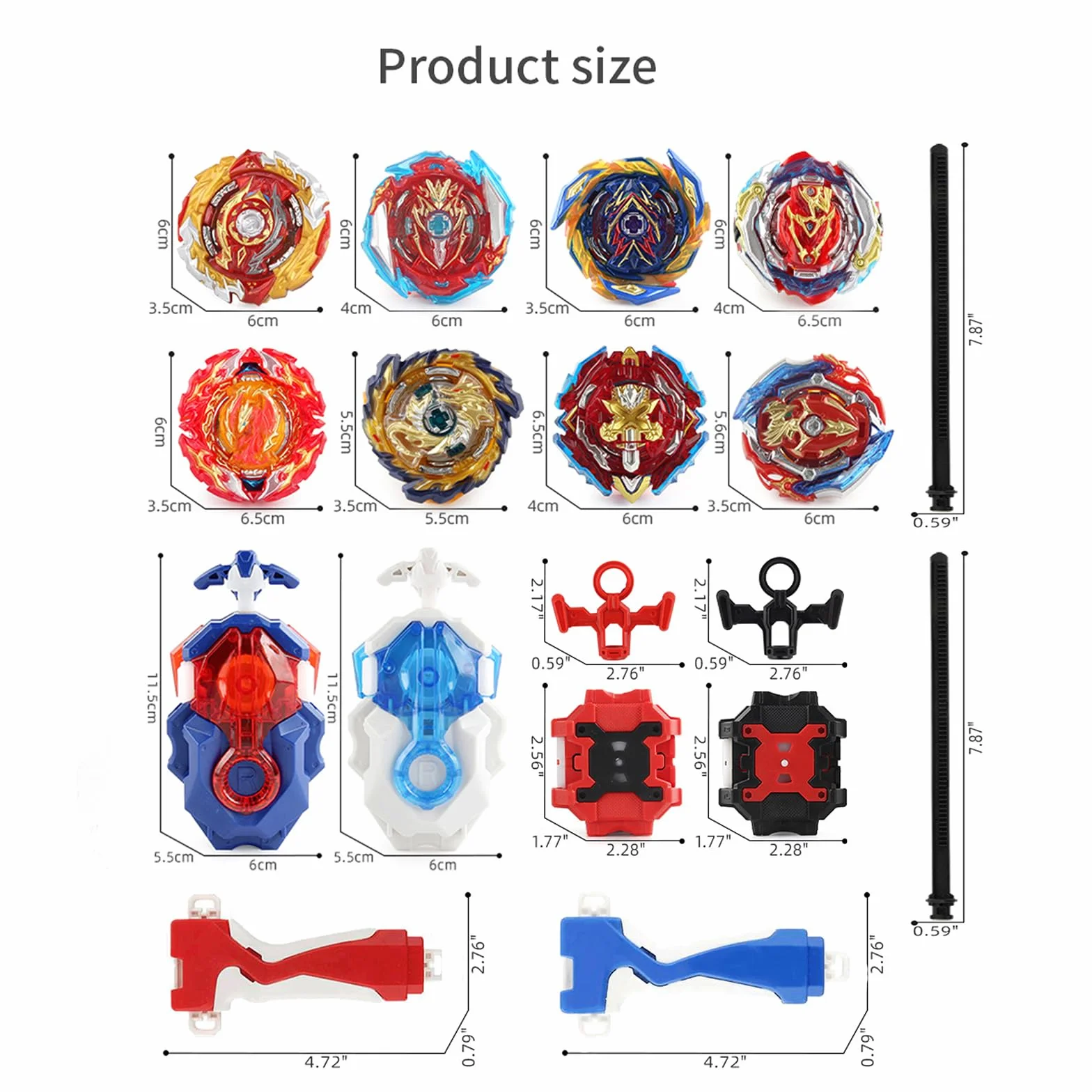 8 in 1 Peonzas de Batalla Gyros Set, 4D Combat Gyros Battle with Launcher Gyros, Incl 4 Pieces Gyros Launcher Set, AA