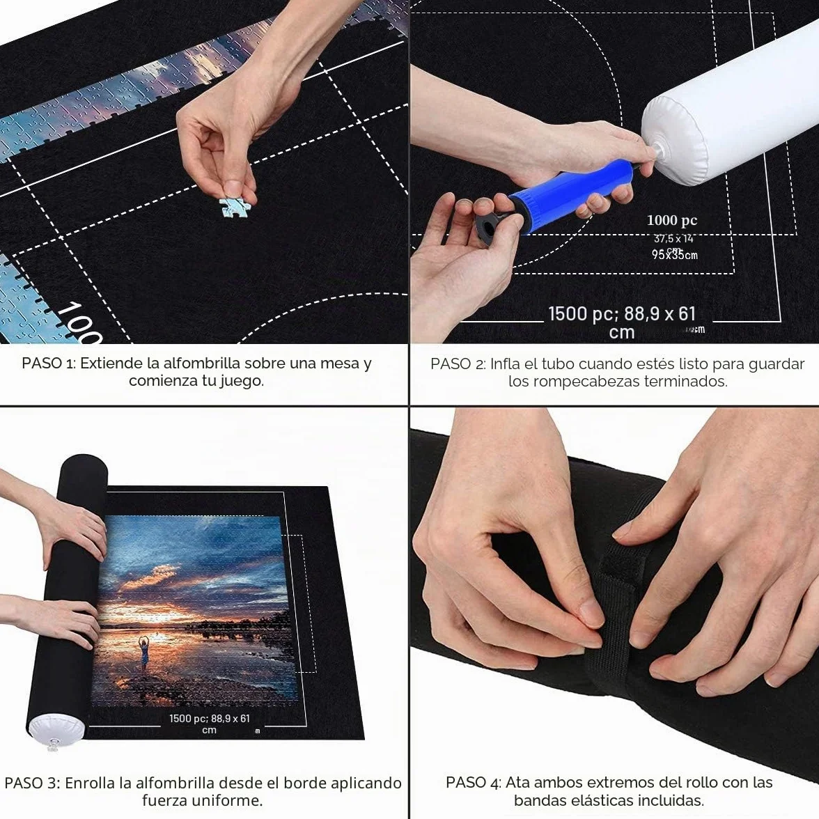 Queta Alfombra de puzzle para puzzle Puzzles Rollup, alfombrilla de puzzle Jigsaw Puzzle Roll Mat Alfombra de almacenamiento enrollable para puzzles con cordón Bolsa de almacenamiento, para hasta 1500